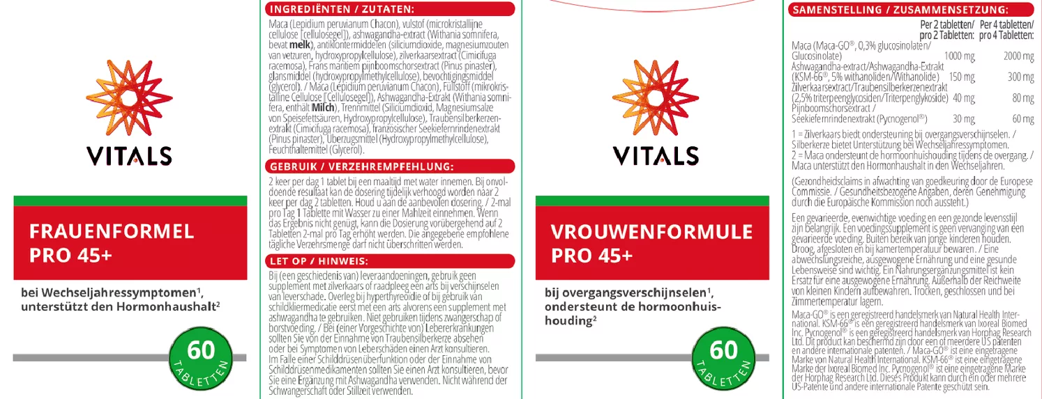 Vrouwenformule Pro 45+ Tabletten afbeelding van document #1, etiket