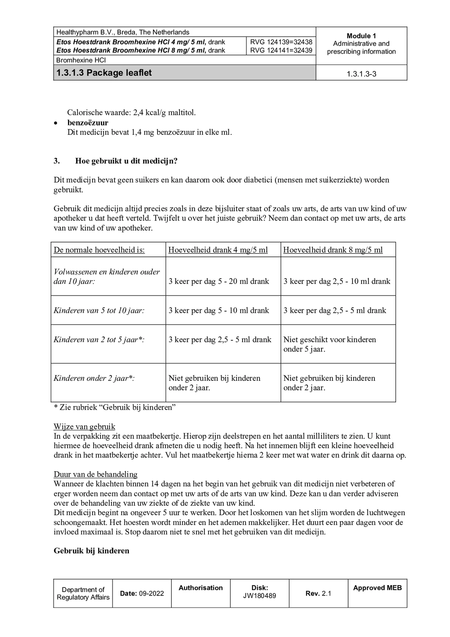 Hoestdrank Broomhexine HCI 4mg/5ml afbeelding van document #3, bijsluiter