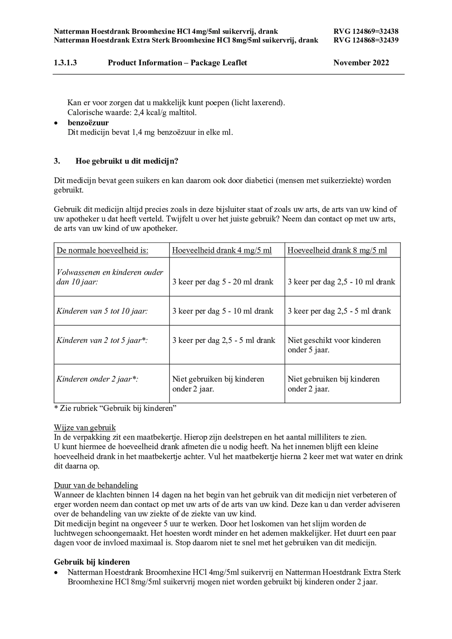 Broomhexine Hoestdrank Extra Sterk Broomhexine HCI 8mg/5ml - Suikervij afbeelding van document #3, bijsluiter