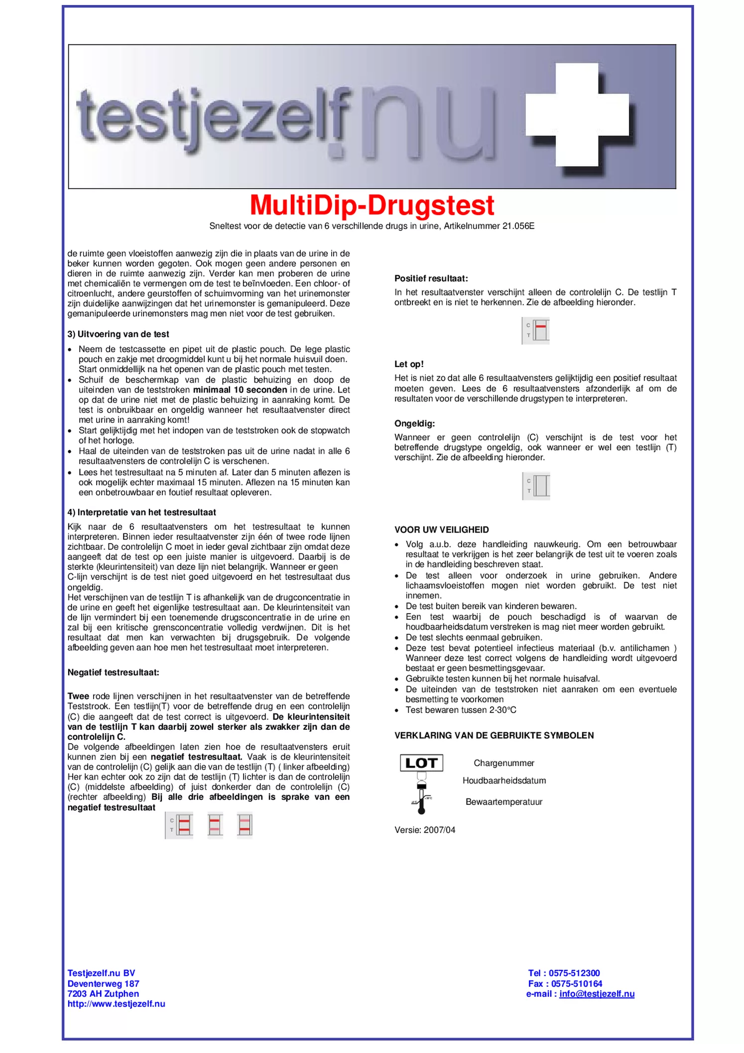 Drugstest Multi afbeelding van document #2, gebruiksaanwijzing