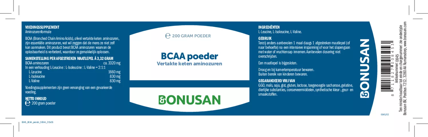 BCAA Poeder afbeelding van document #1, etiket