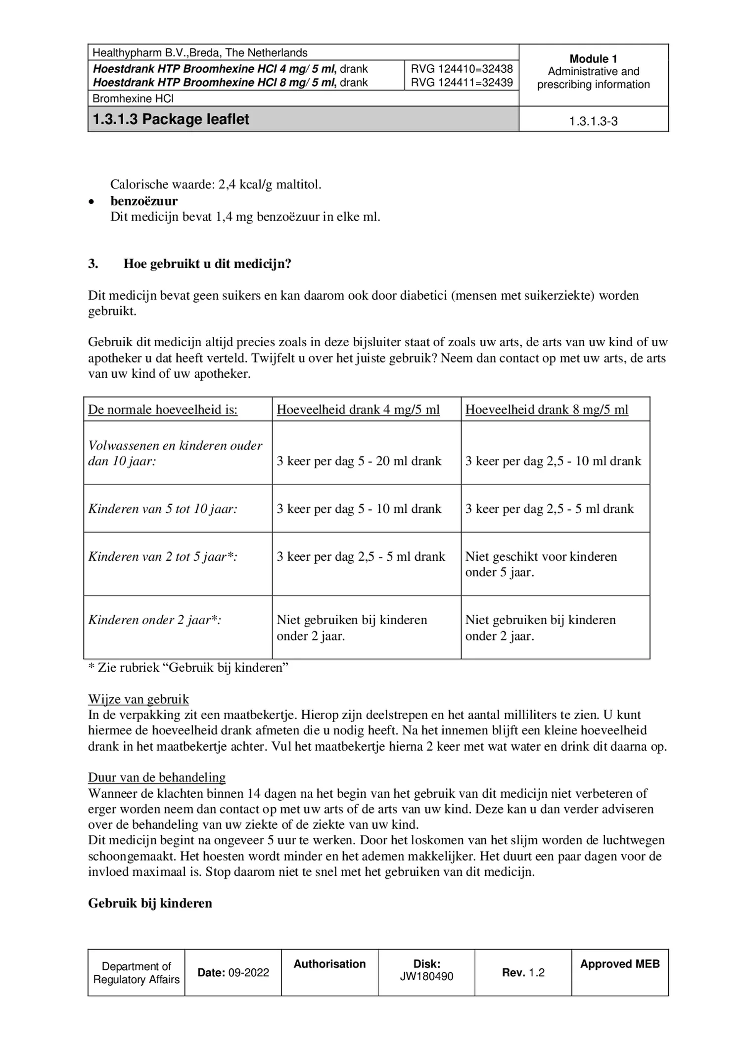 Hoestdrank Broomhexine HCI 8mg/5ml afbeelding van document #3, bijsluiter