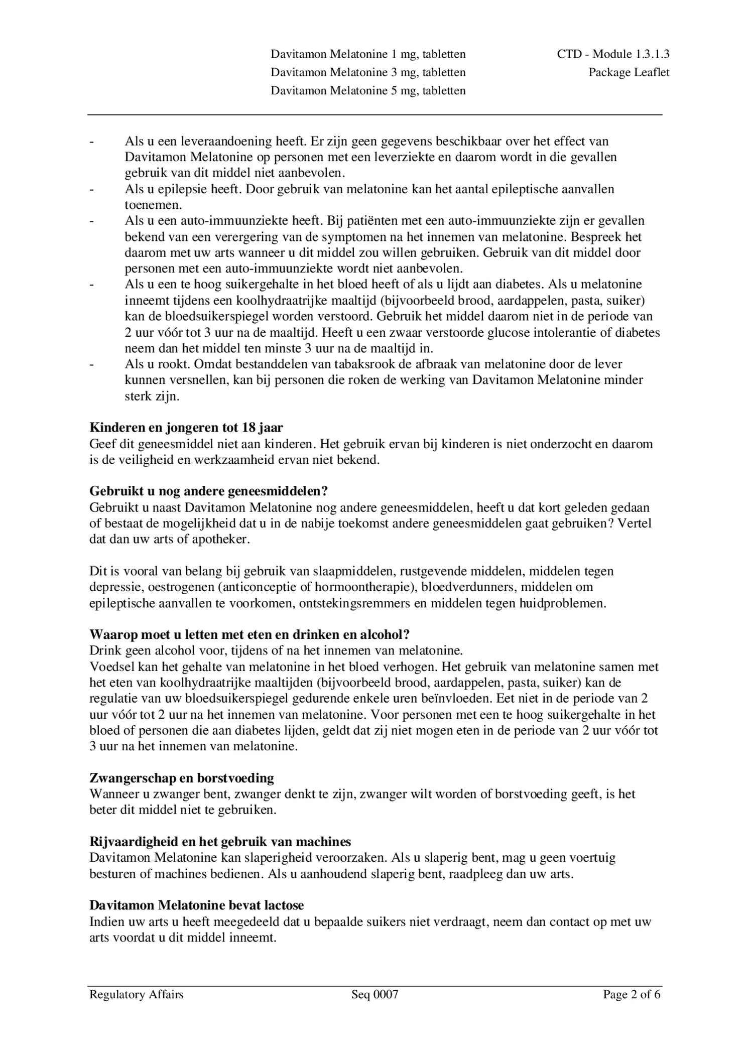 Melatonine 5mg Tabletten afbeelding van document #2, bijsluiter