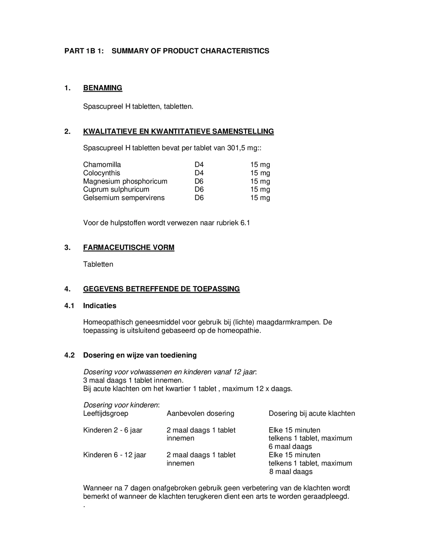 Spascupreel H Tabletten afbeelding van document #1, bijsluiter