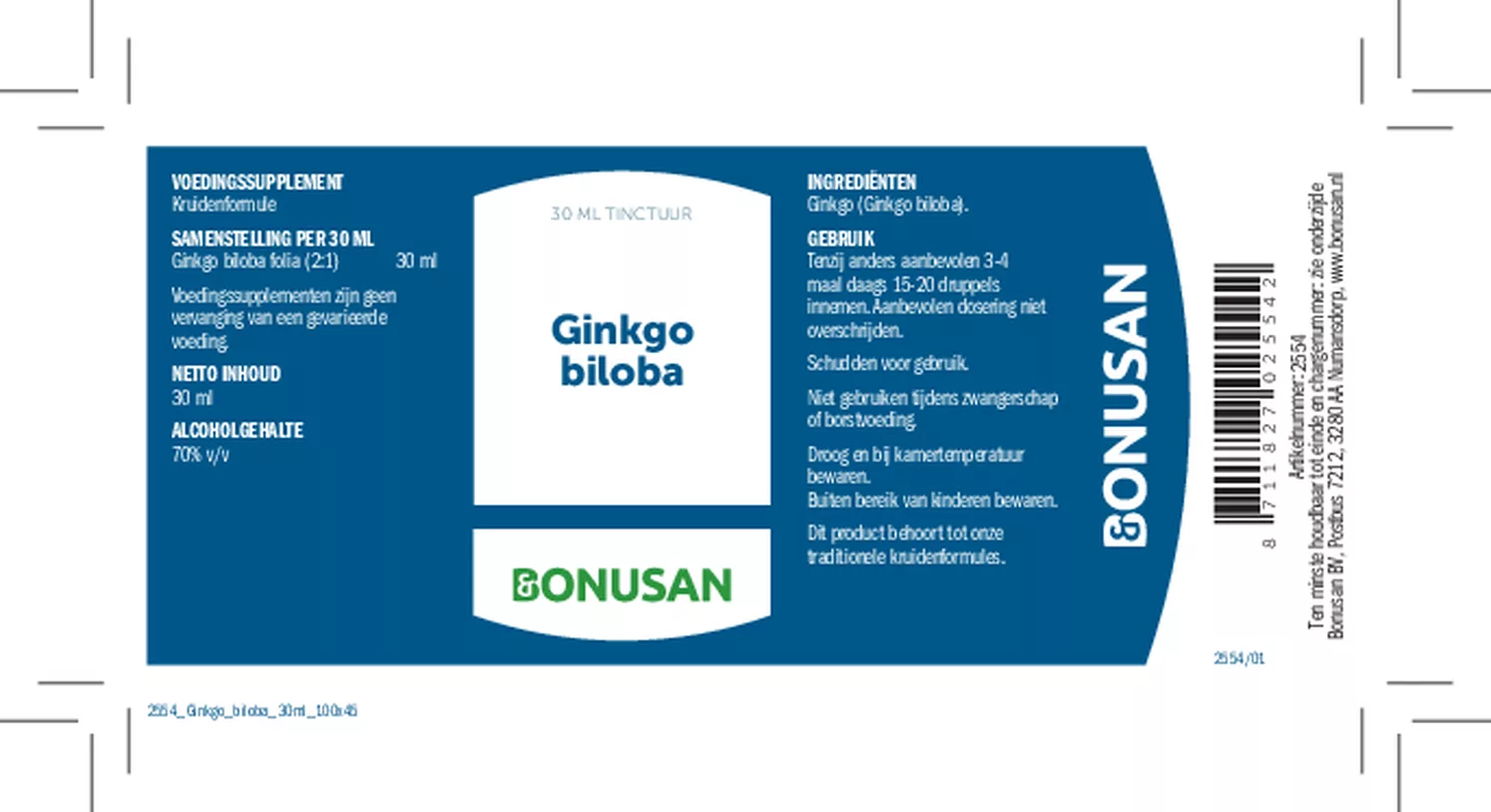 Ginkgo Biloba Tinctuur afbeelding van document #1, etiket