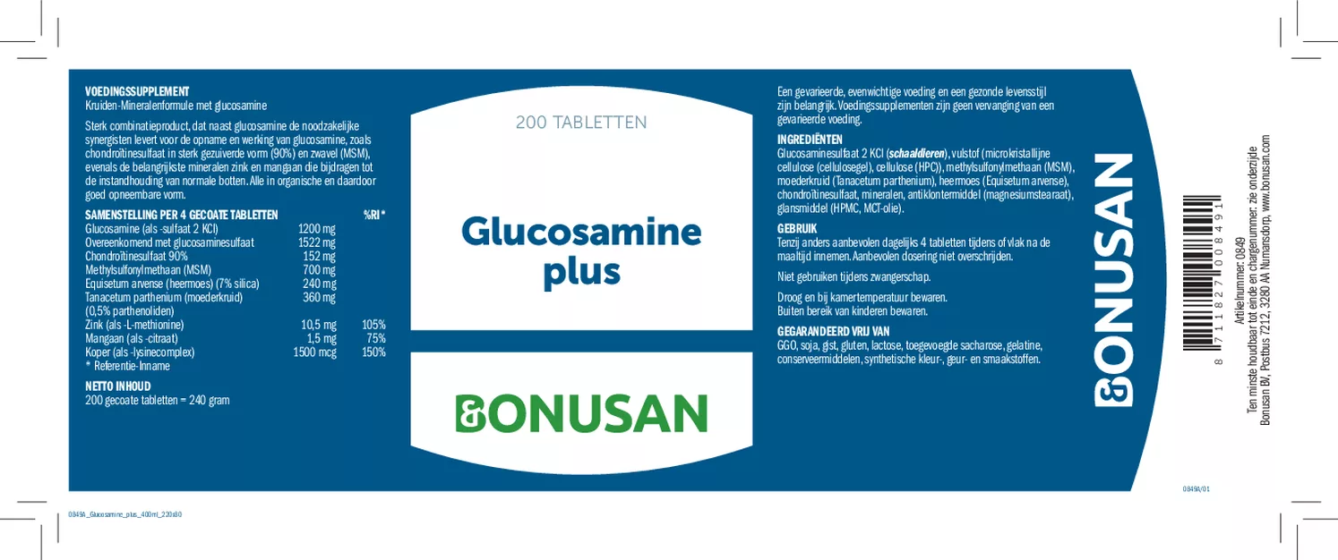 Glucosamine Plus Tabletten afbeelding van document #1, etiket