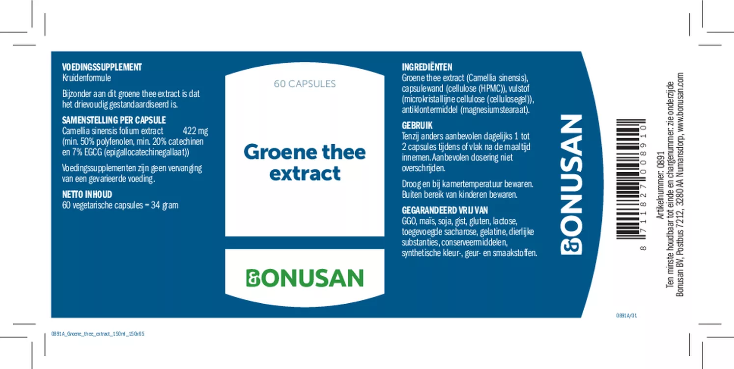 Groene Thee Extract Capsules afbeelding van document #1, etiket