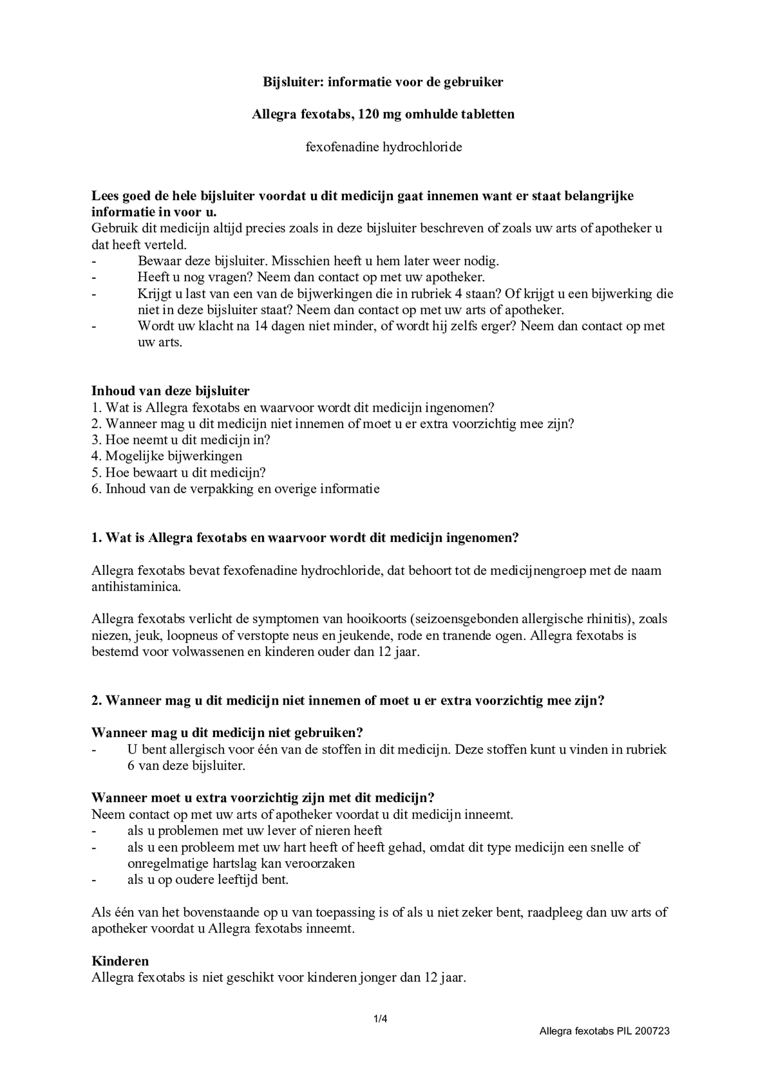 Fexotabs 120mg Tabletten afbeelding van document #1, bijsluiter