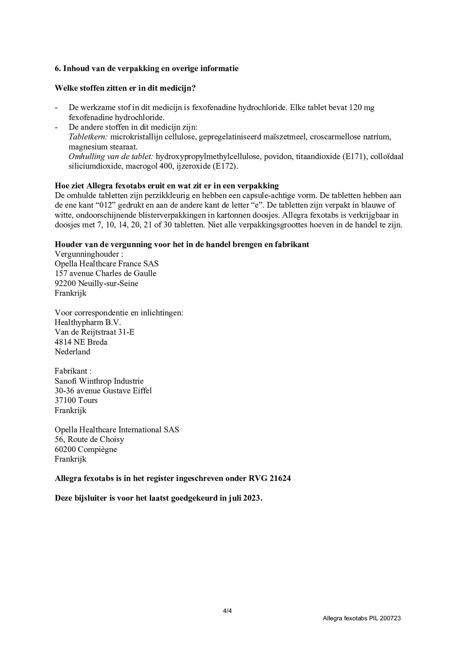 Fexotabs 120mg Tabletten afbeelding van document #4, bijsluiter