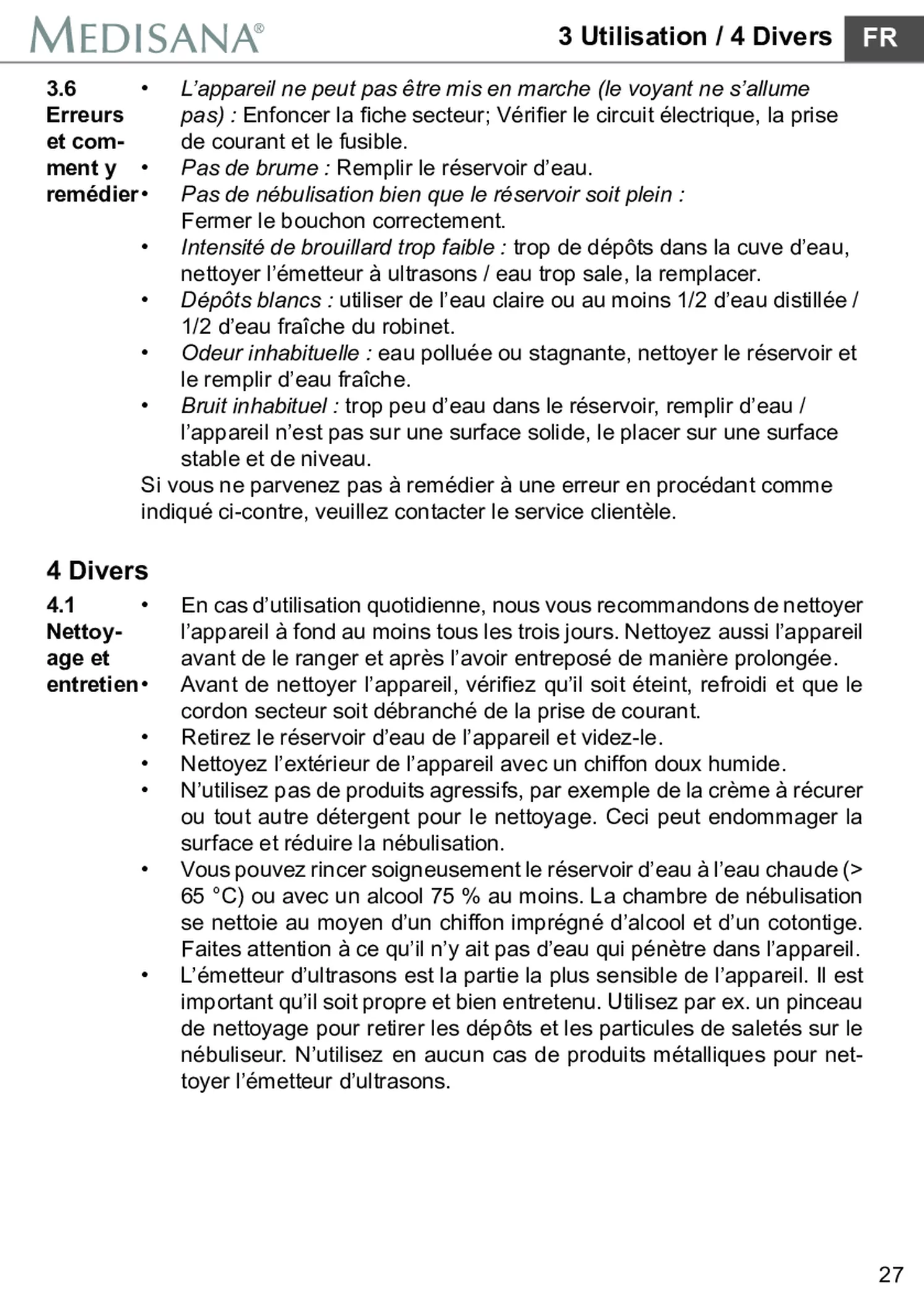 AH 661 Luchtbevochtiger afbeelding van document #33, gebruiksaanwijzing