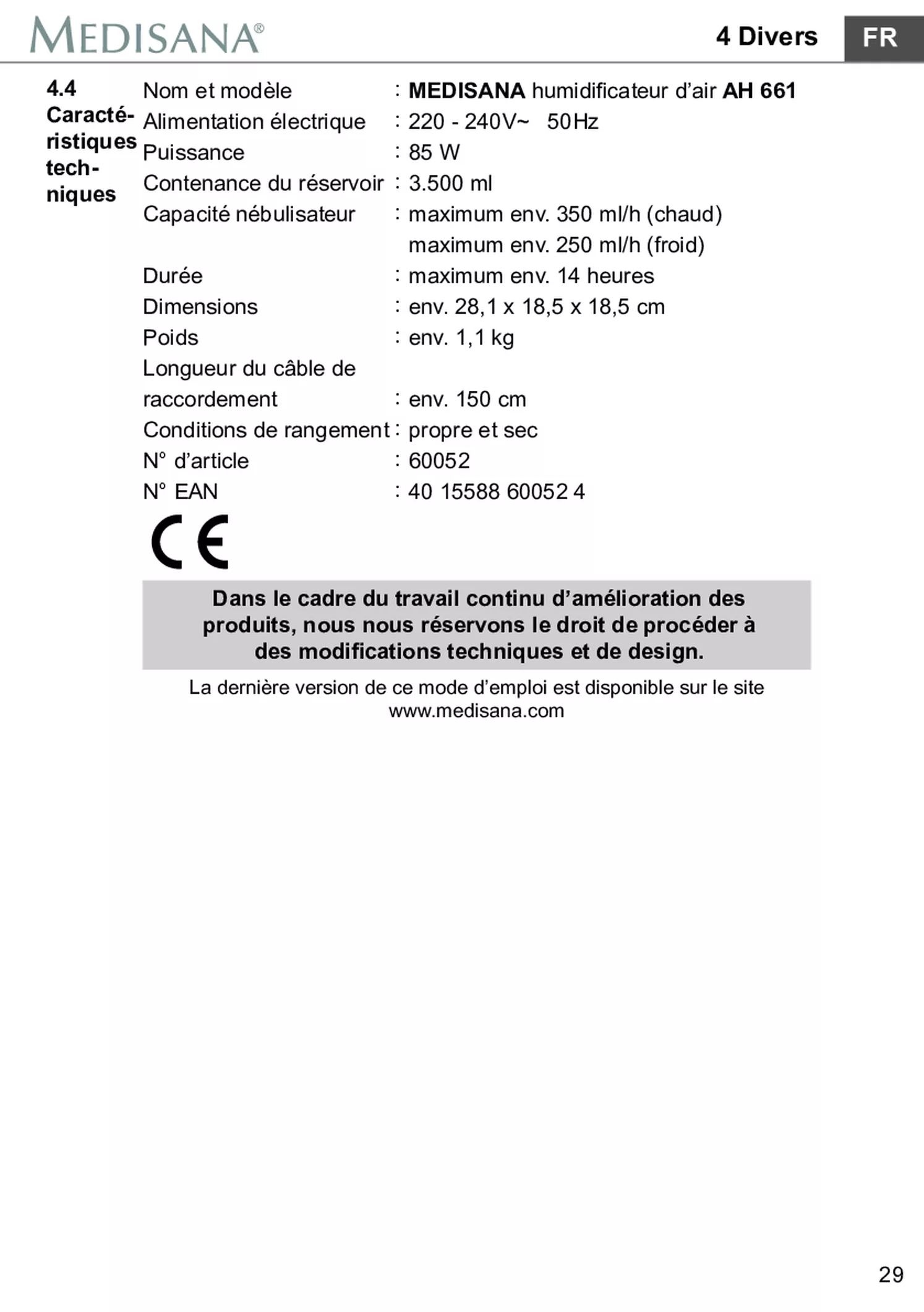 AH 661 Luchtbevochtiger afbeelding van document #35, gebruiksaanwijzing