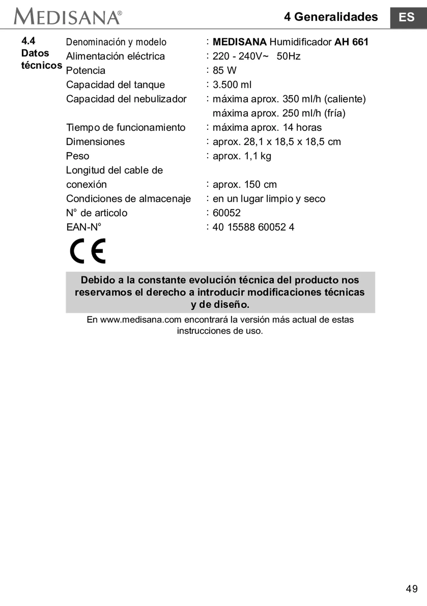 AH 661 Luchtbevochtiger afbeelding van document #55, gebruiksaanwijzing