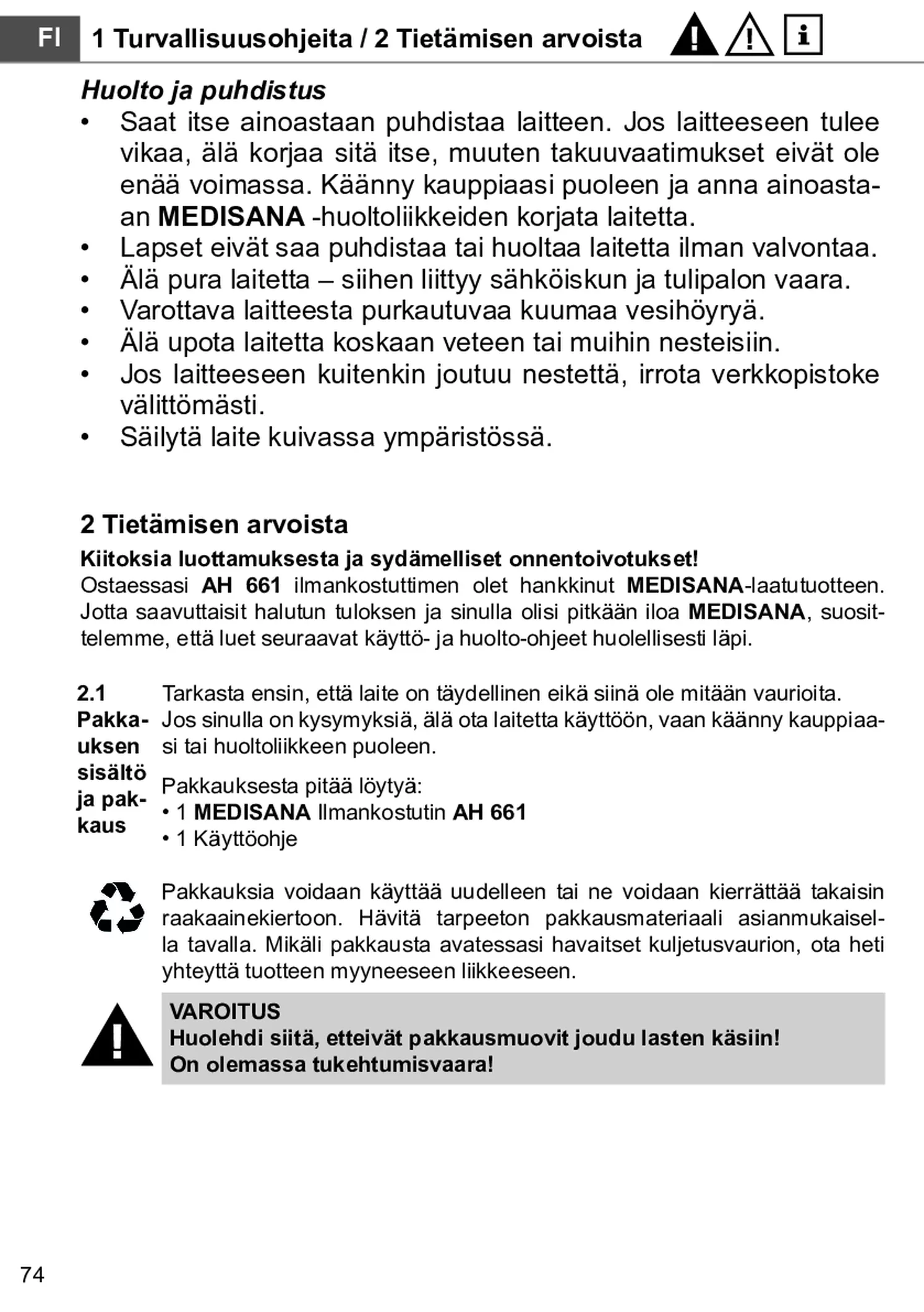 AH 661 Luchtbevochtiger afbeelding van document #80, gebruiksaanwijzing