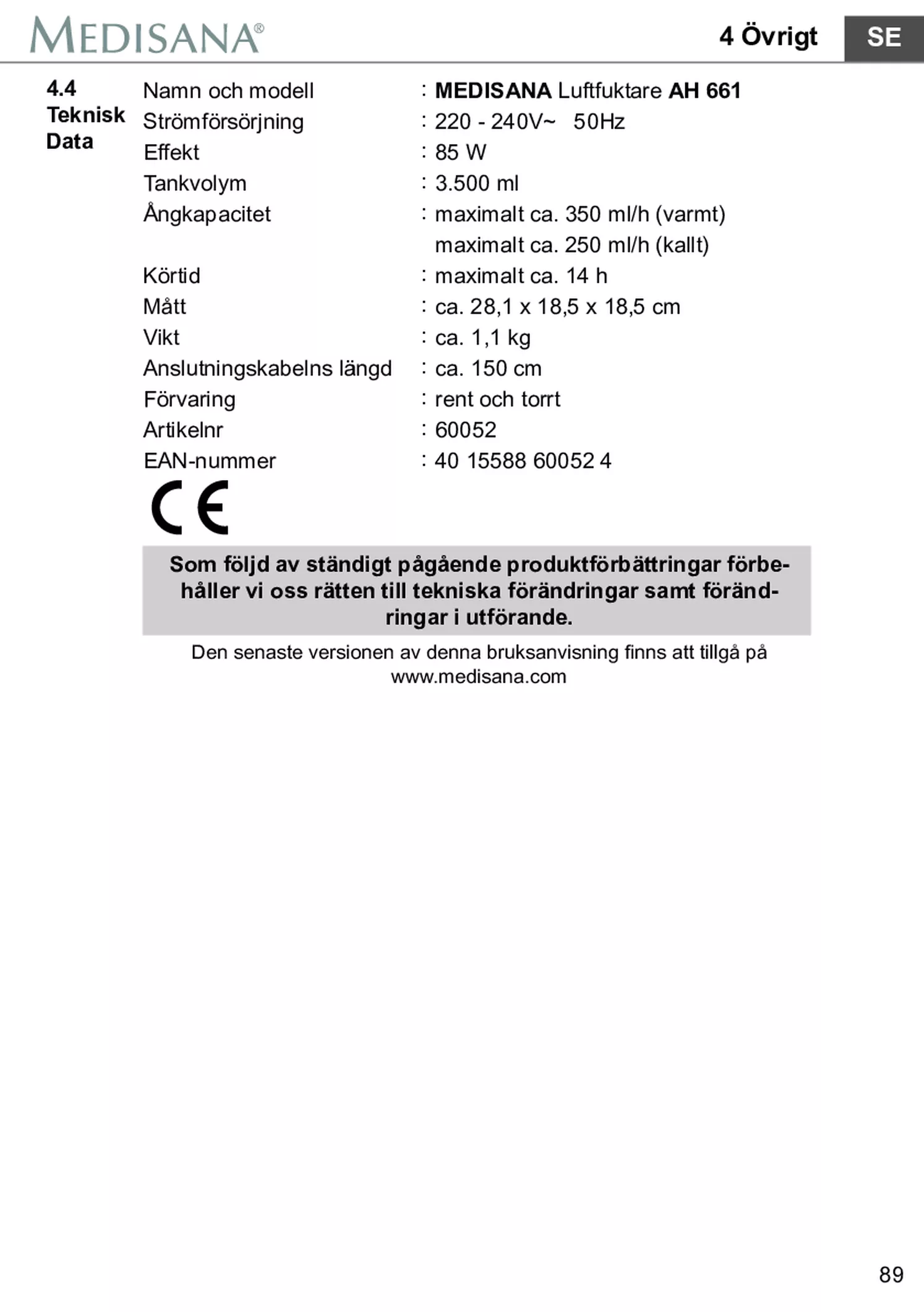 AH 661 Luchtbevochtiger afbeelding van document #95, gebruiksaanwijzing