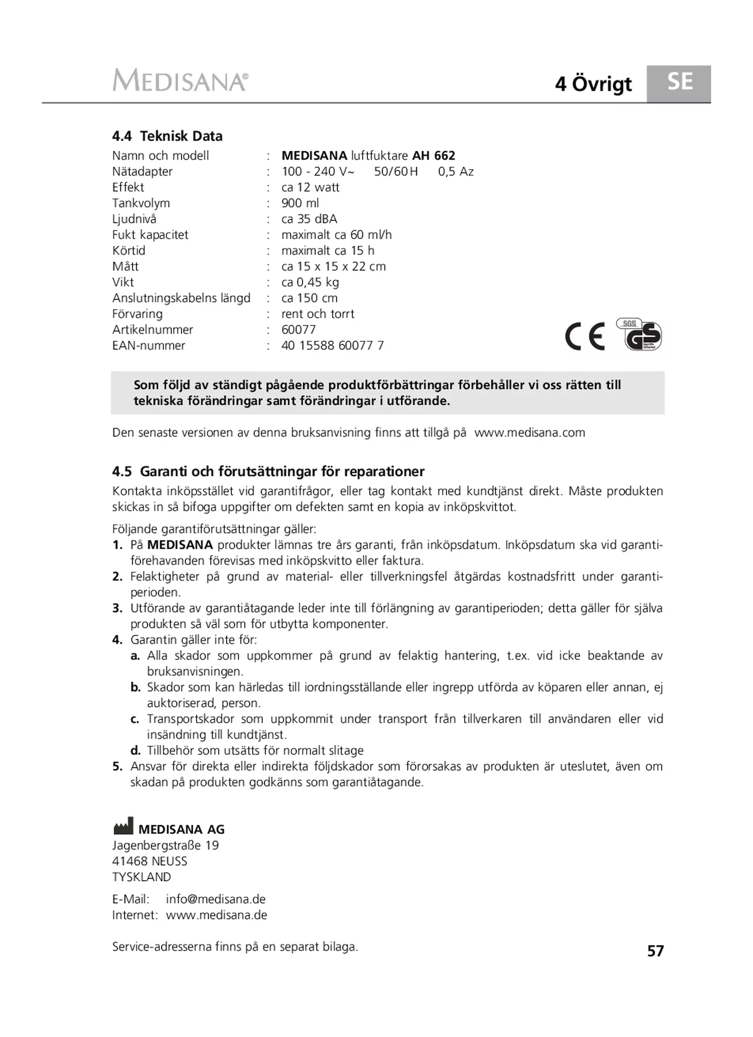 AH 662 Luchtbevochtiger afbeelding van document #57, gebruiksaanwijzing