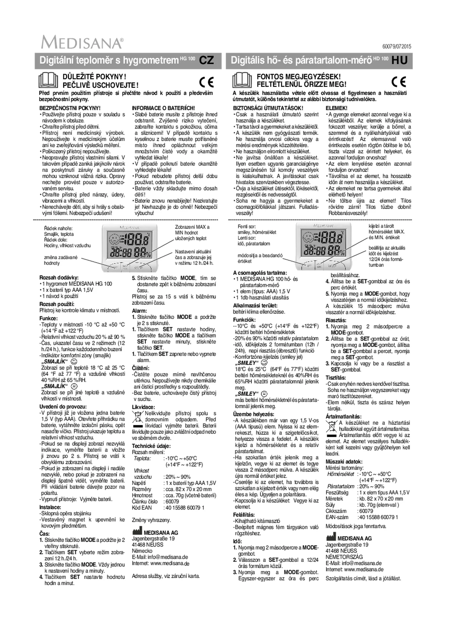 HG 100 Digitale thermohygrometer afbeelding van document #6, gebruiksaanwijzing