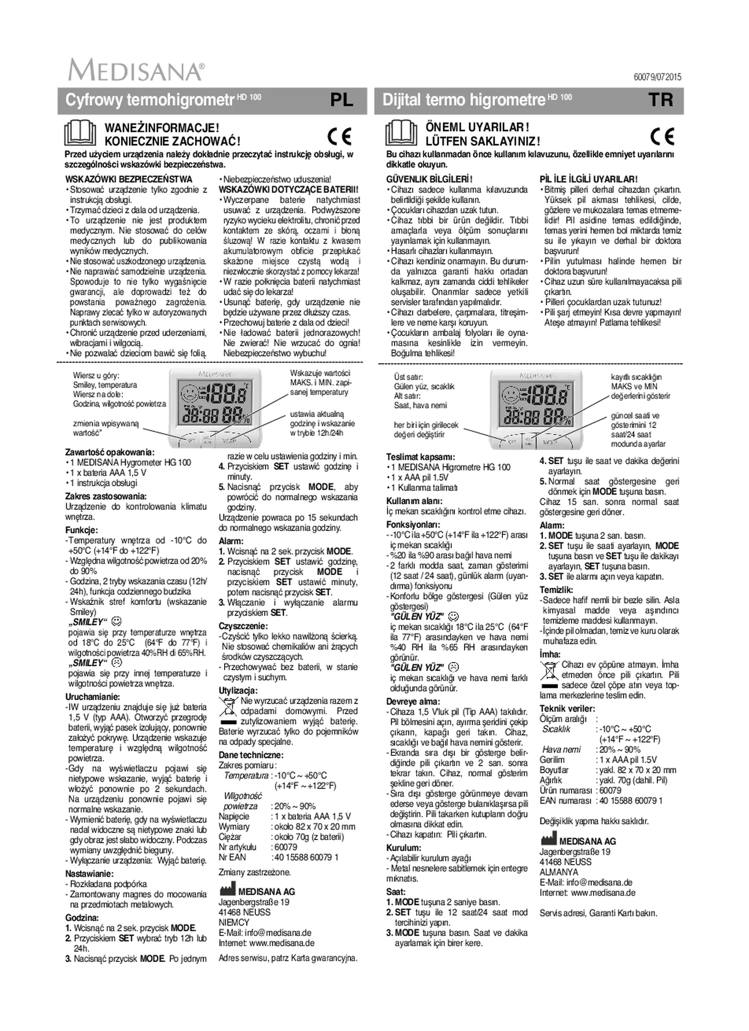 HG 100 Digitale thermohygrometer afbeelding van document #7, gebruiksaanwijzing