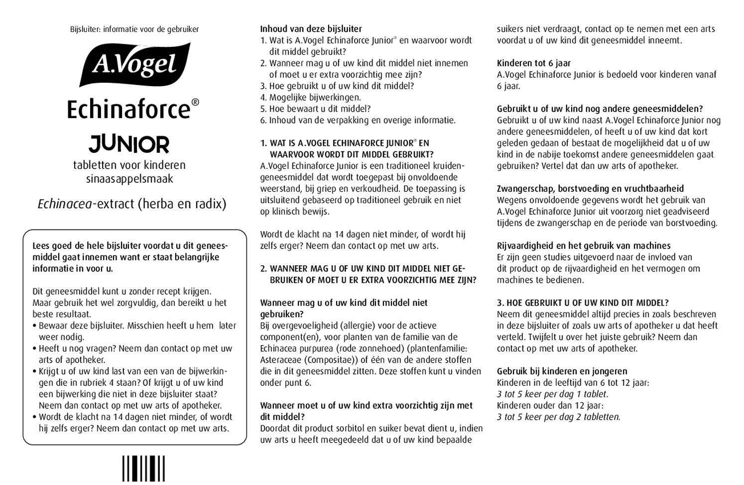 Echinaforce Junior Tabletten afbeelding van document #1, bijsluiter