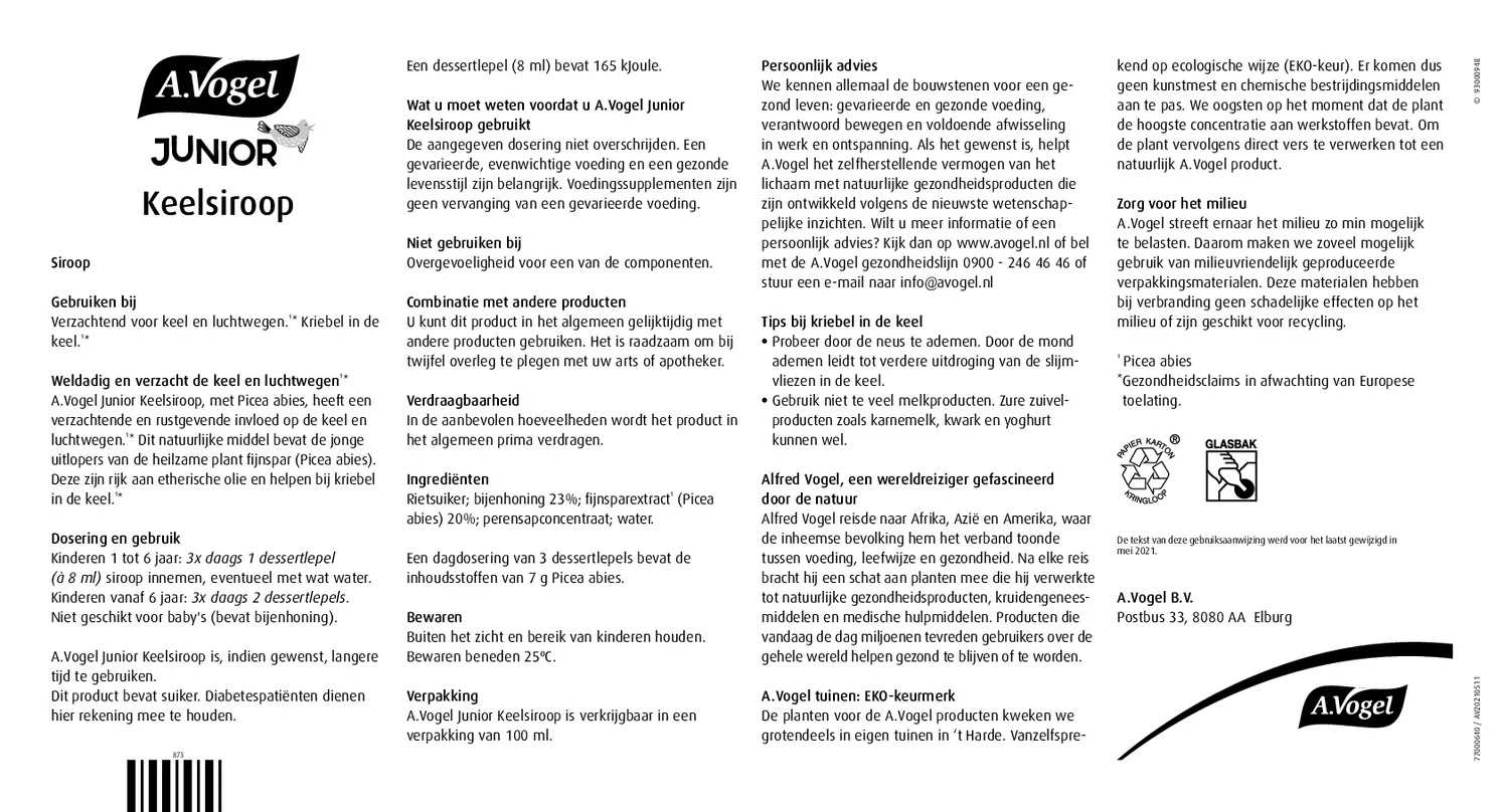 Keelsiroop Junior afbeelding van document #1, gebruiksaanwijzing