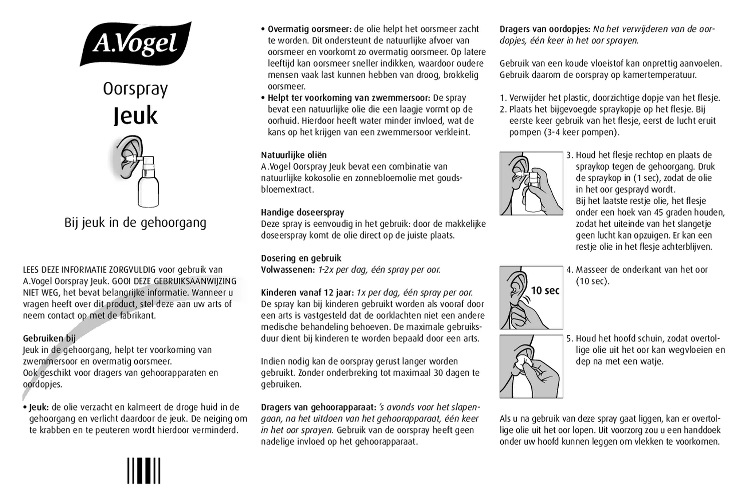 Oorspray Oorsmeer 20ML + Oorspray Jeuk 20ML Combiverpakking afbeelding van document #3, gebruiksaanwijzing