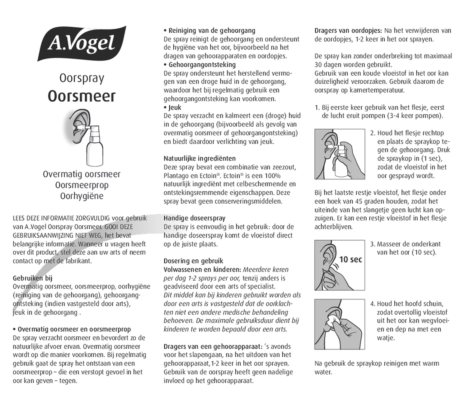 Oorspray Oorsmeer 20ML + Oorspray Jeuk 20ML Combiverpakking afbeelding van document #1, gebruiksaanwijzing