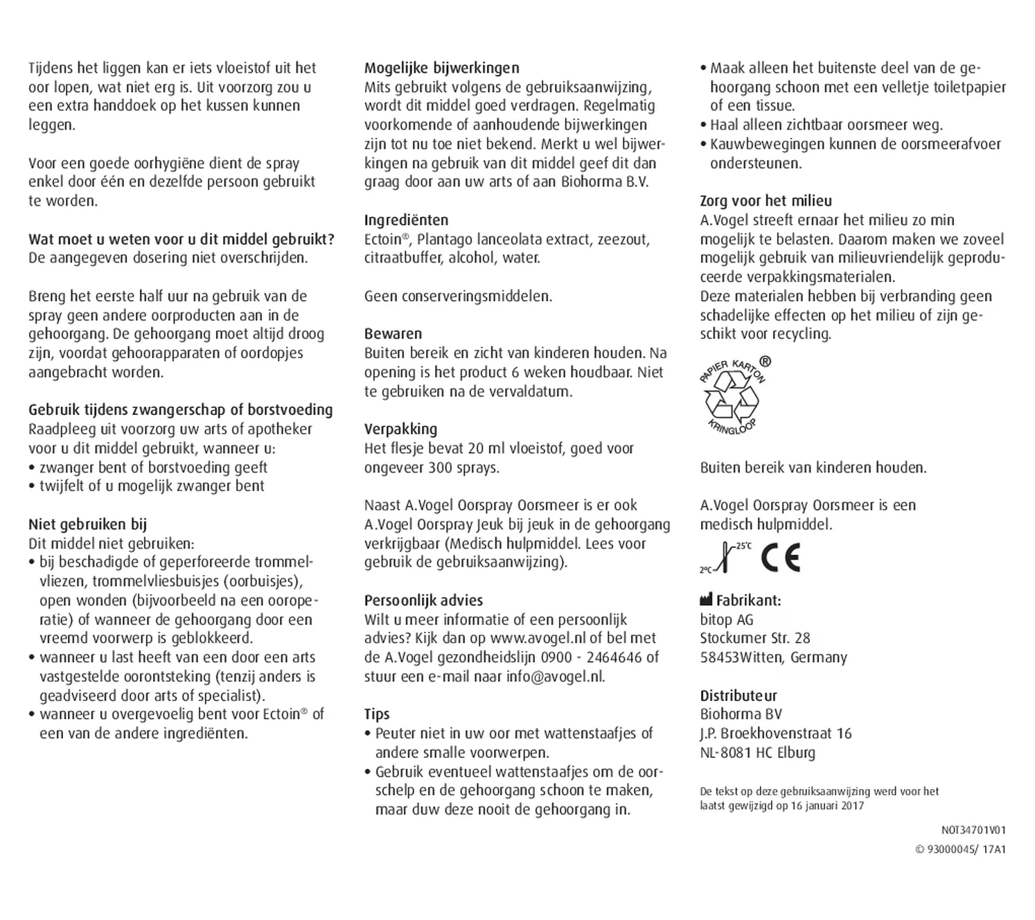 Oorspray Oorsmeer 20ML + Oorspray Jeuk 20ML Combiverpakking afbeelding van document #2, gebruiksaanwijzing