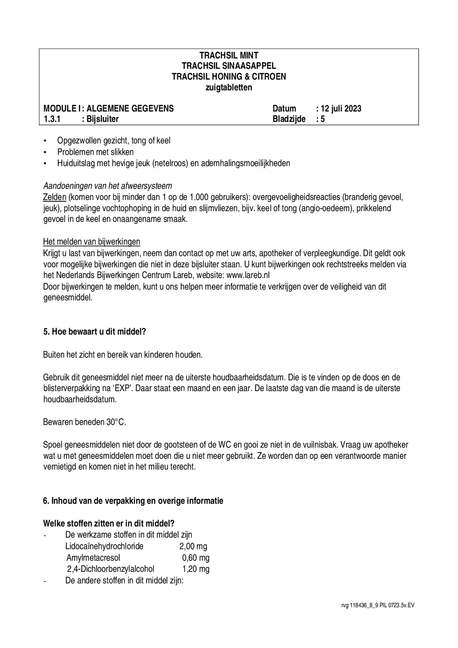 Trachsil Honing & Citroen Zuigtabletten afbeelding van document #5, bijsluiter