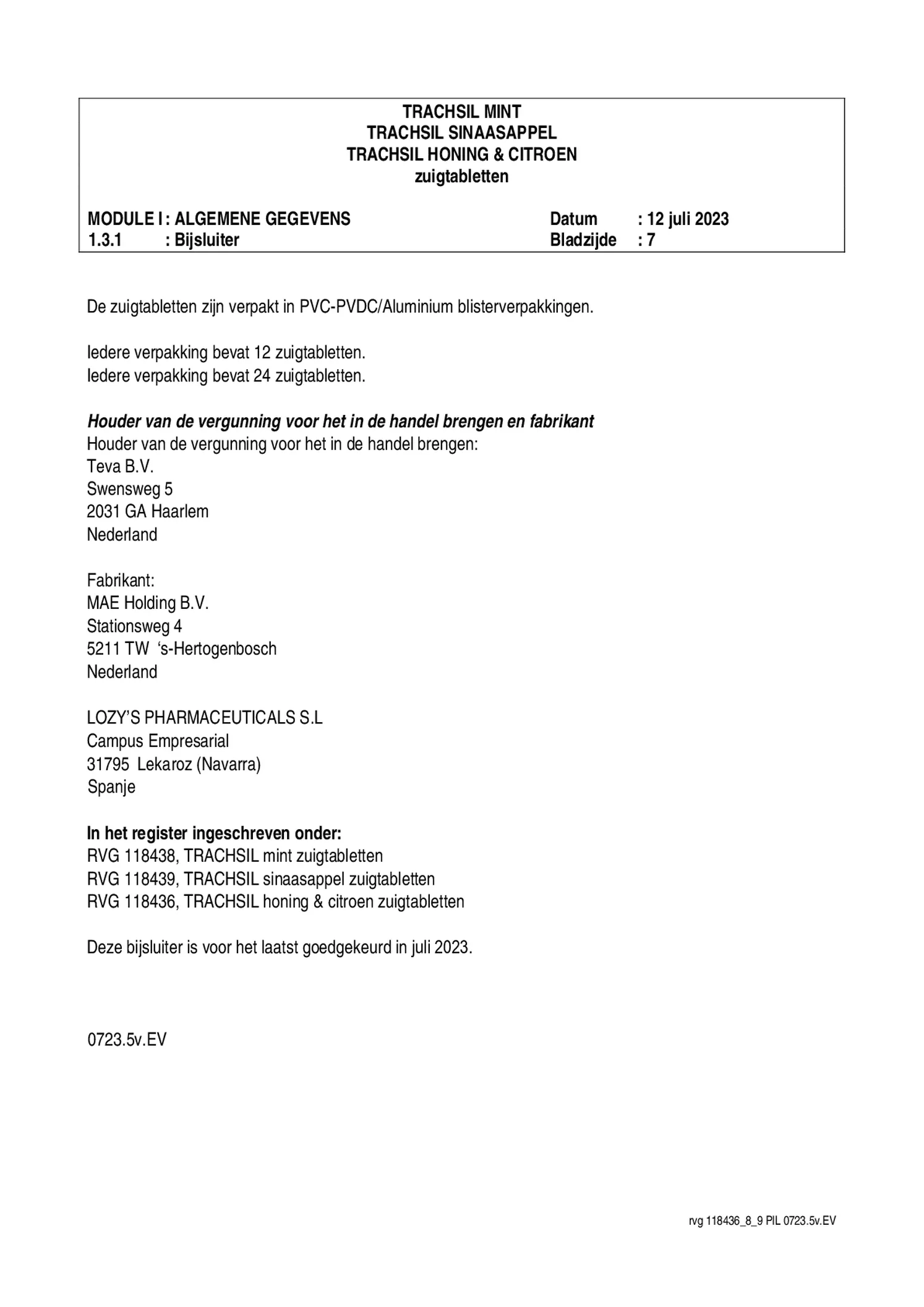 Trachsil Honing & Citroen Zuigtabletten afbeelding van document #7, bijsluiter