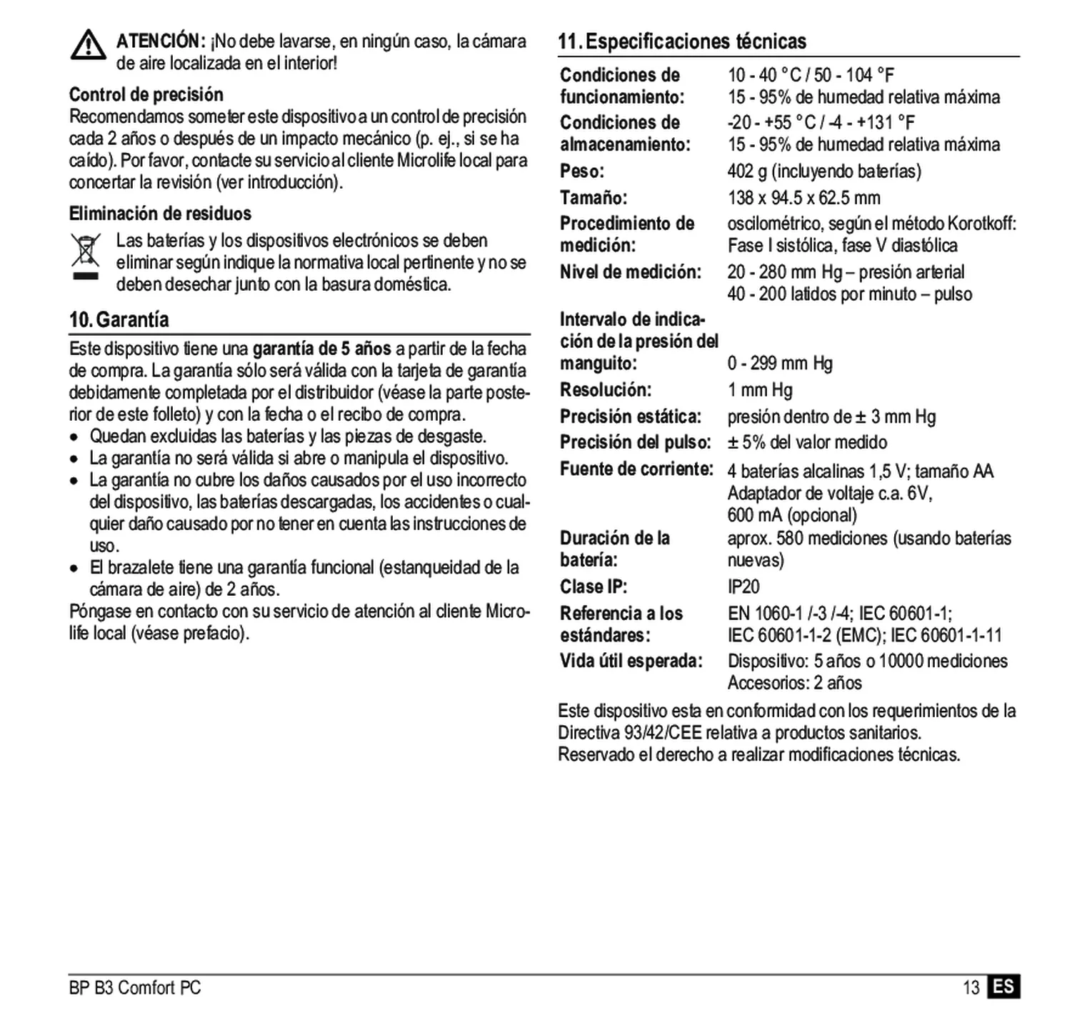 Microlife BP Bloeddrukmeter B3 Comfort PC afbeelding van document #15, gebruiksaanwijzing