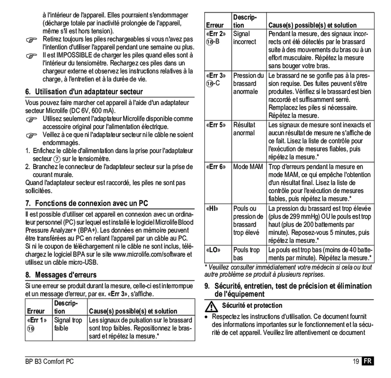 Microlife BP Bloeddrukmeter B3 Comfort PC afbeelding van document #21, gebruiksaanwijzing