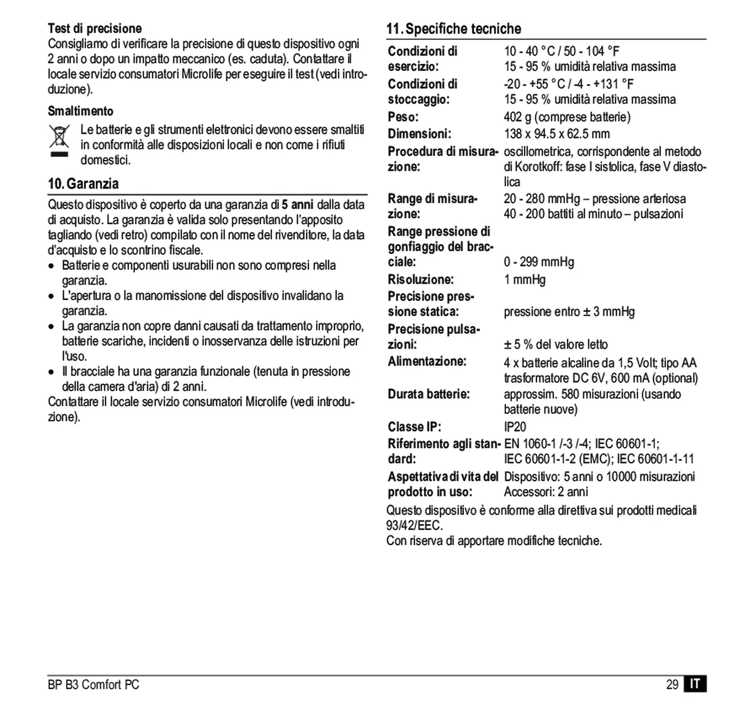 Microlife BP Bloeddrukmeter B3 Comfort PC afbeelding van document #31, gebruiksaanwijzing