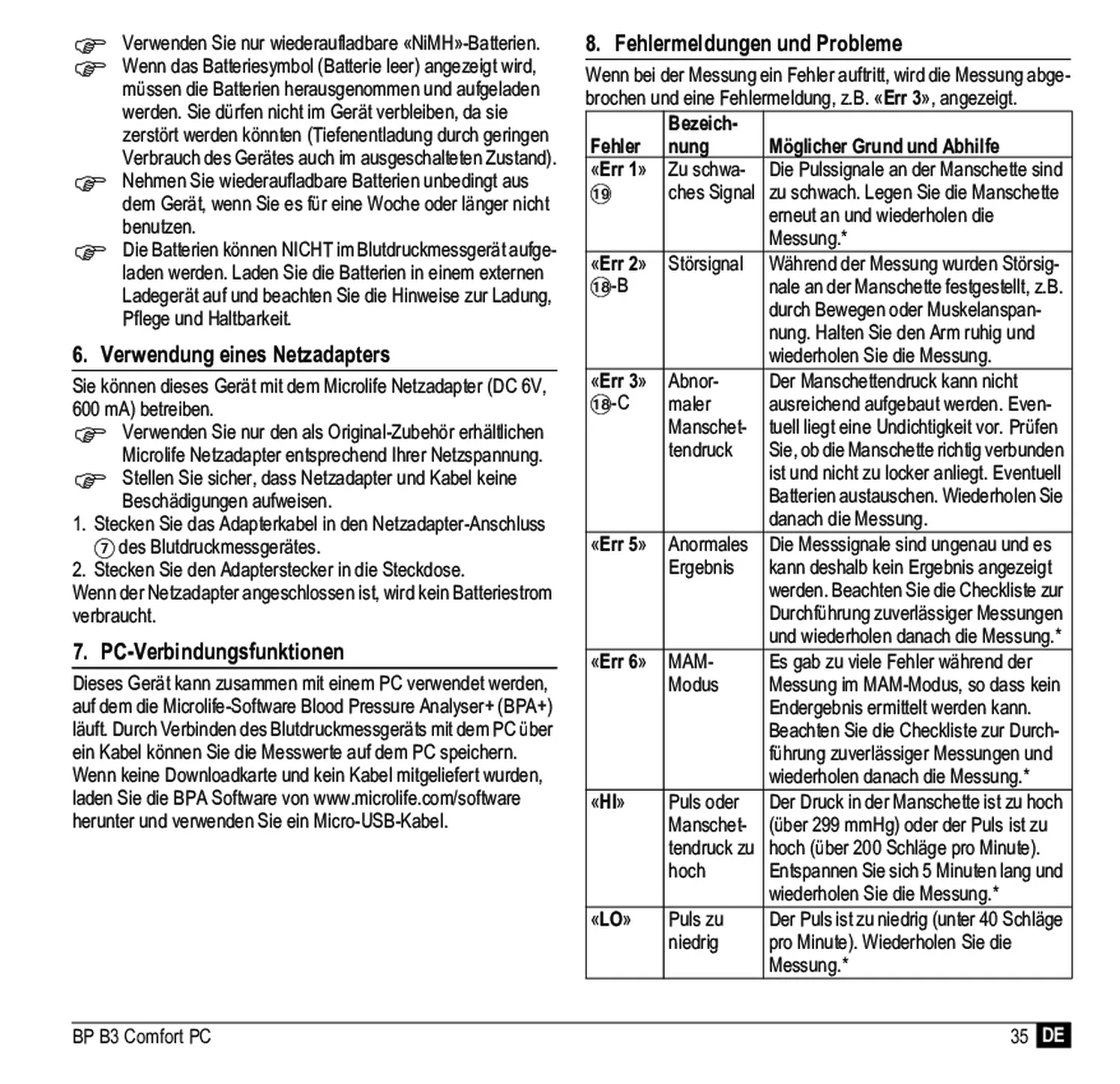 Microlife BP Bloeddrukmeter B3 Comfort PC afbeelding van document #37, gebruiksaanwijzing