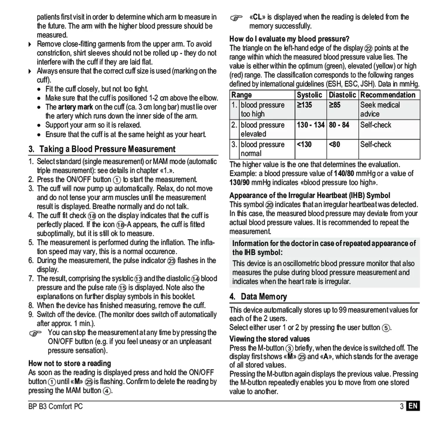 Microlife BP Bloeddrukmeter B3 Comfort PC afbeelding van document #5, gebruiksaanwijzing