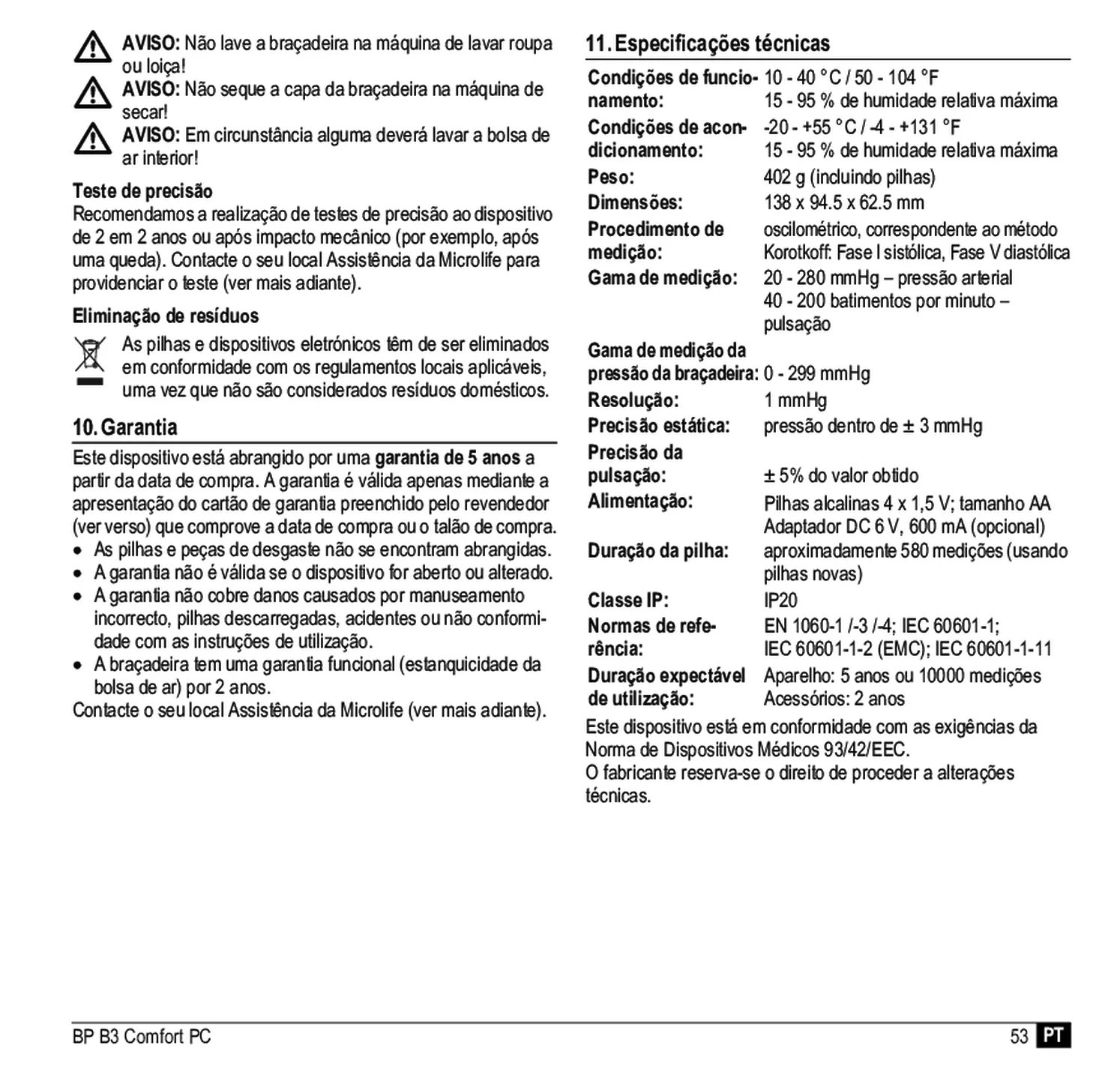 Microlife BP Bloeddrukmeter B3 Comfort PC afbeelding van document #55, gebruiksaanwijzing