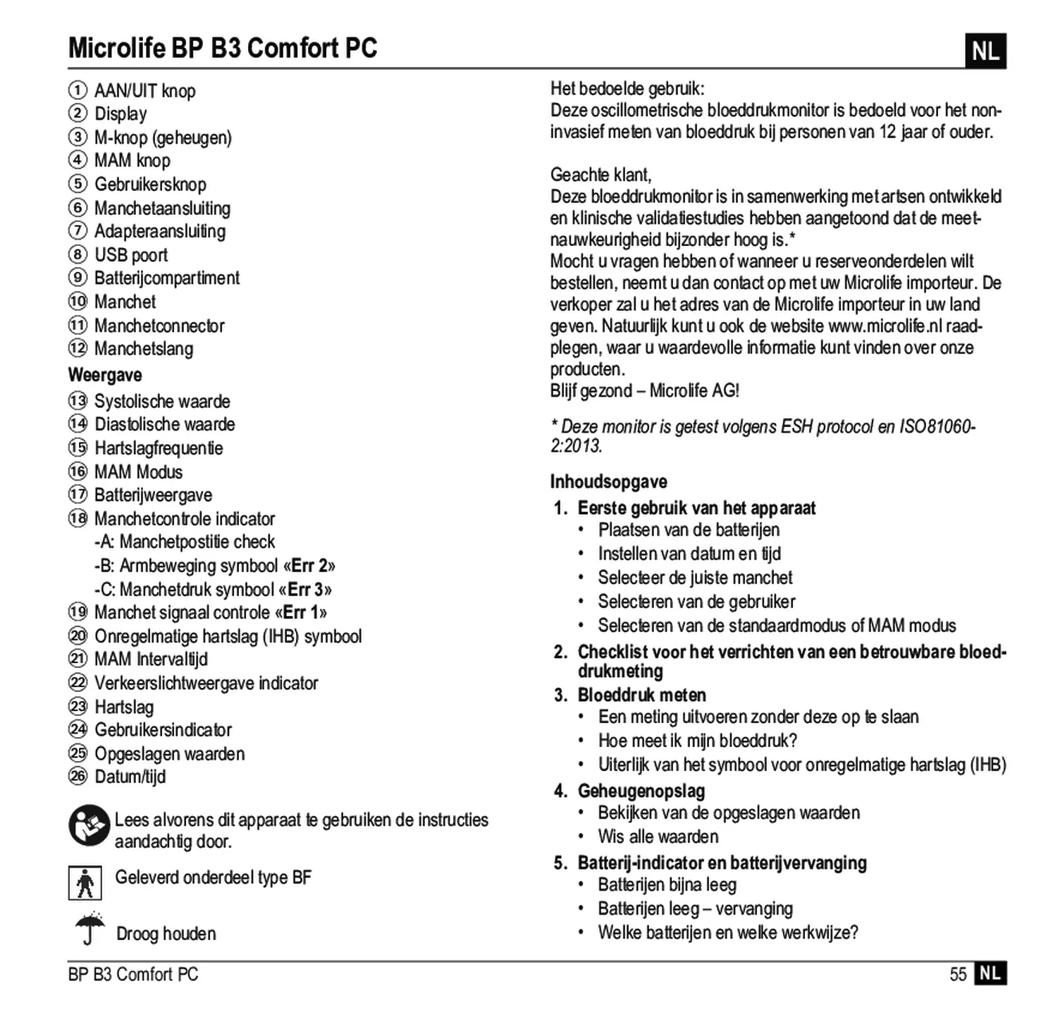 Microlife BP Bloeddrukmeter B3 Comfort PC afbeelding van document #57, gebruiksaanwijzing