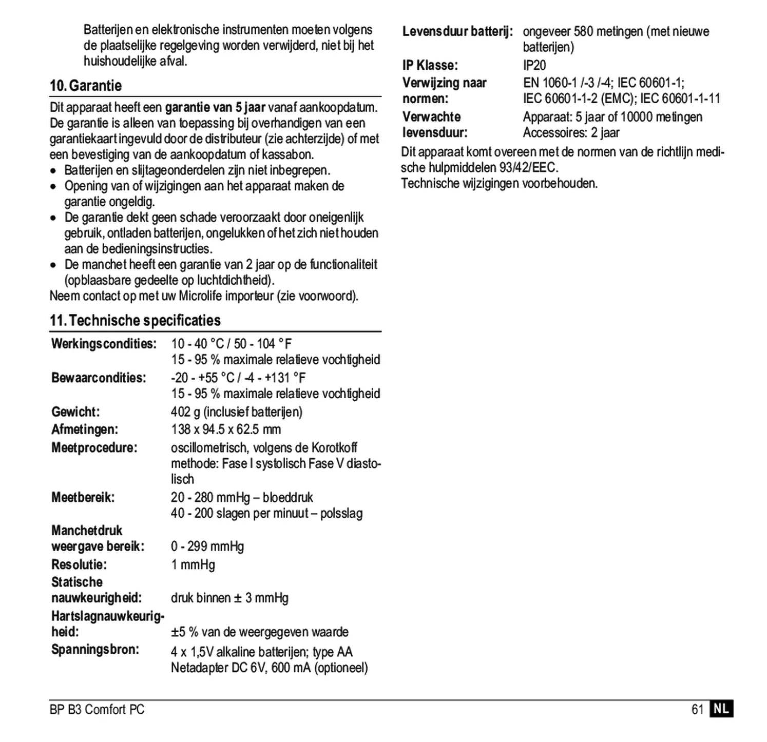 Microlife BP Bloeddrukmeter B3 Comfort PC afbeelding van document #63, gebruiksaanwijzing