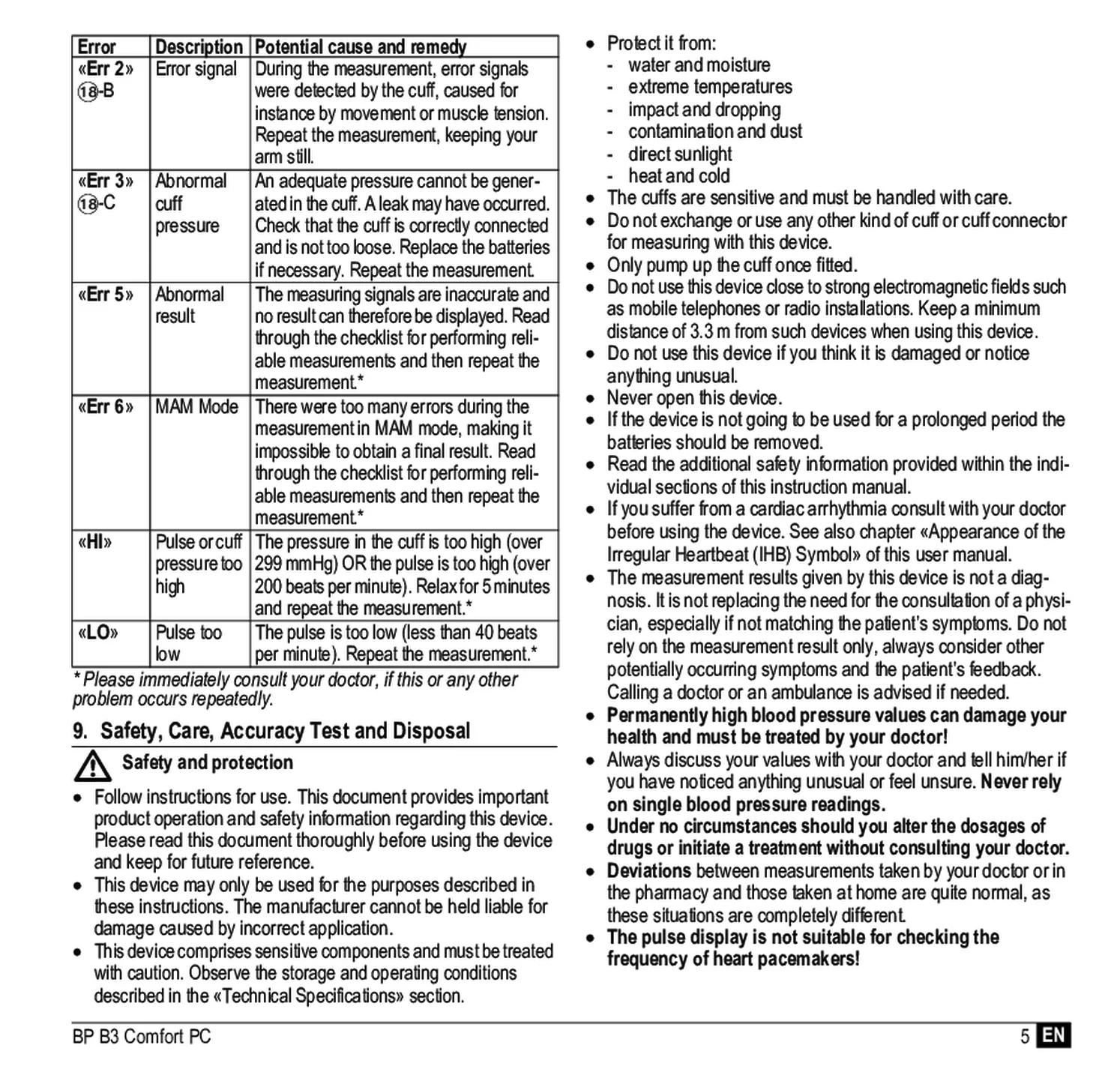 Microlife BP Bloeddrukmeter B3 Comfort PC afbeelding van document #7, gebruiksaanwijzing