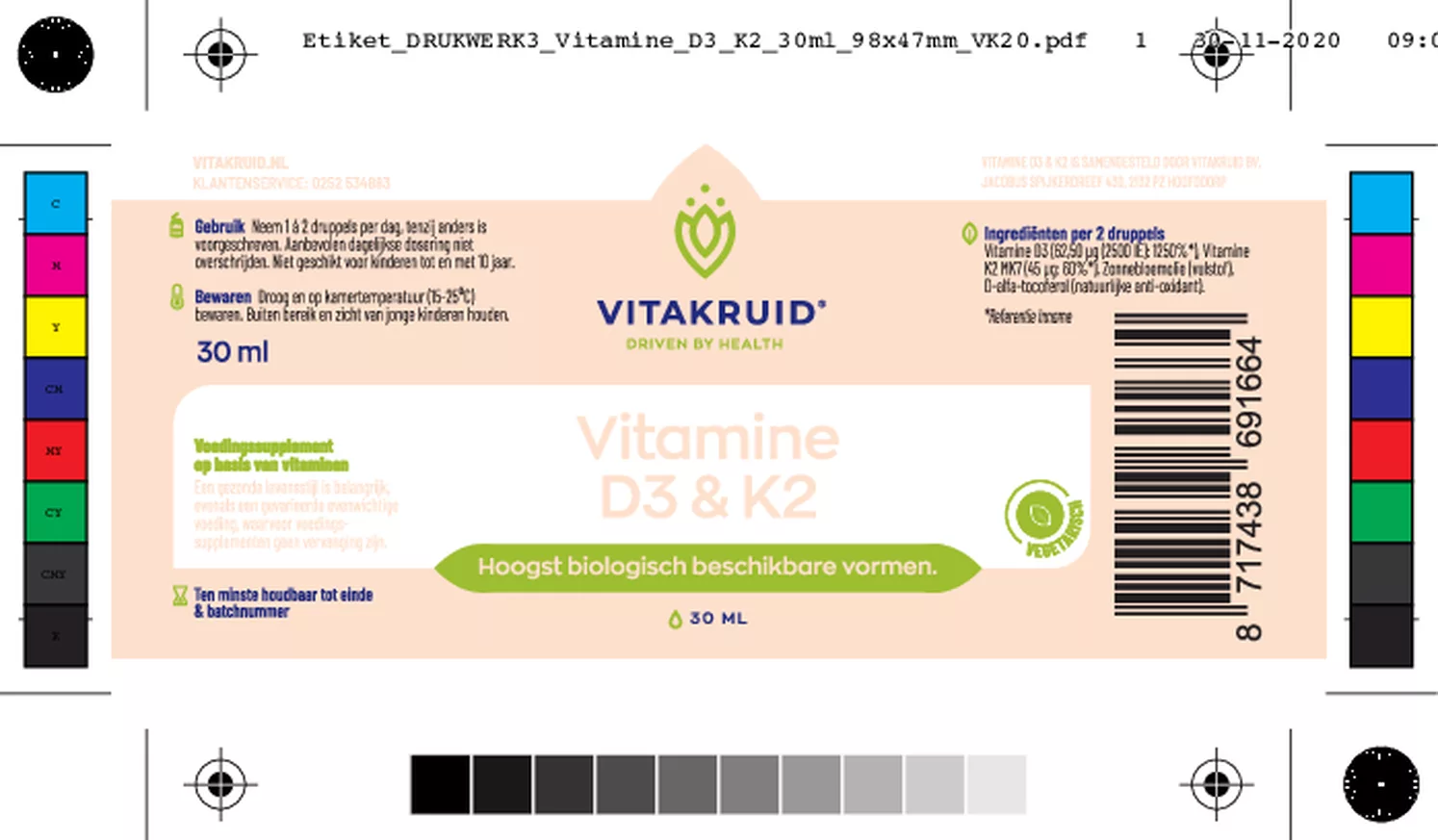 Vitamine D3 & K2 Druppels afbeelding van document #1, etiket