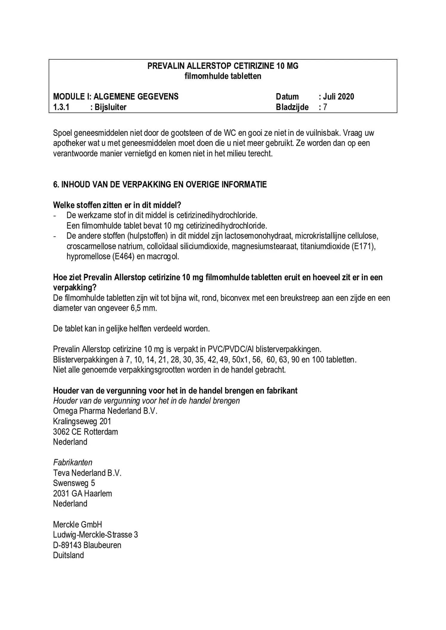 Allerstop 10mg Hooikoorts Tabletten afbeelding van document #7, bijsluiter