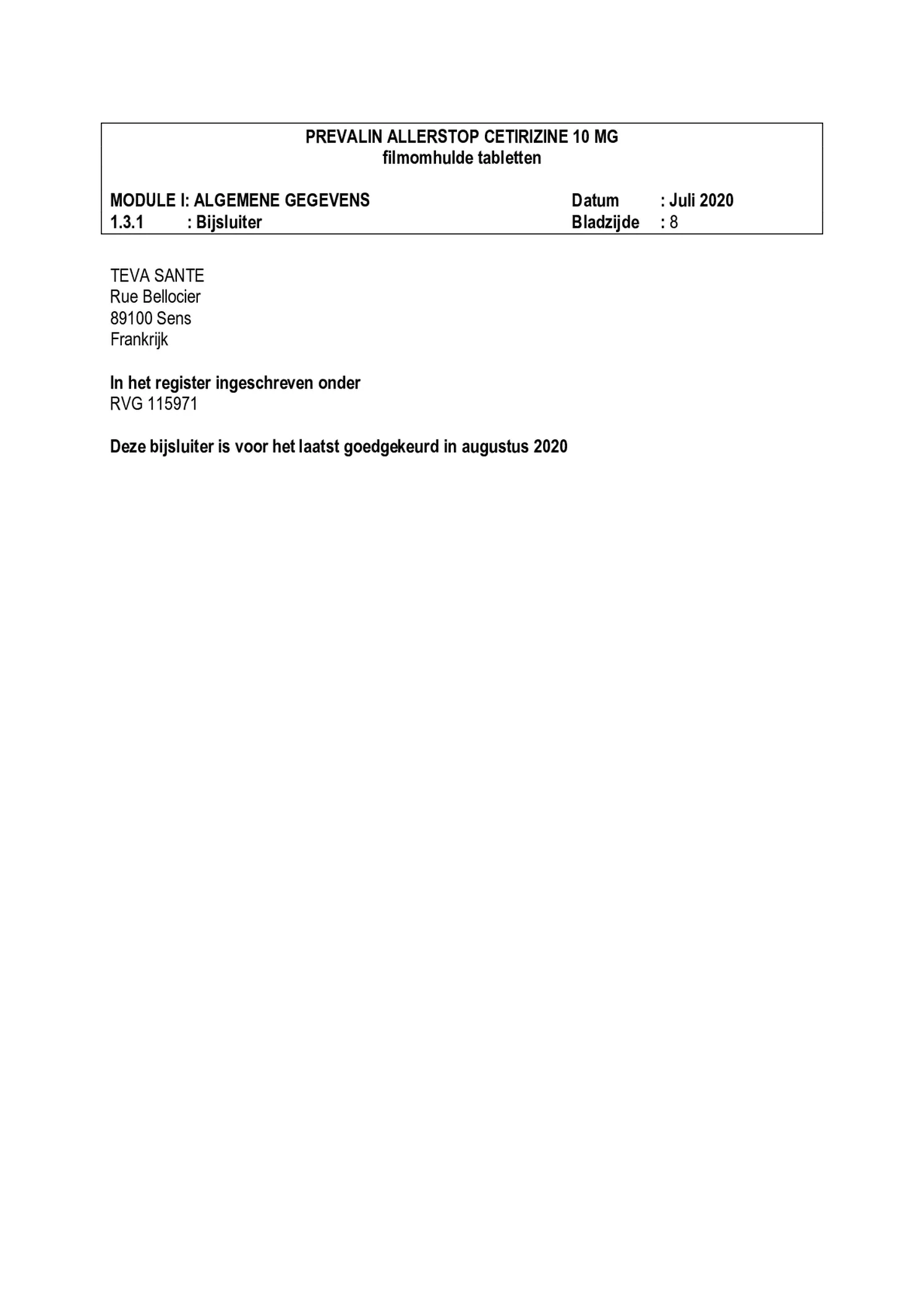 Allerstop 10mg Hooikoorts Tabletten afbeelding van document #8, bijsluiter