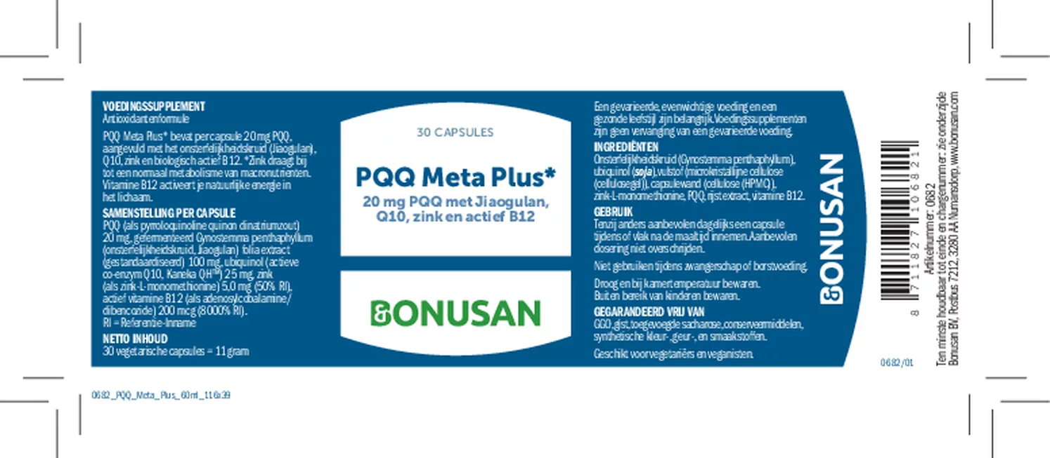 PQQ Meta Plus Capsules afbeelding van document #1, etiket