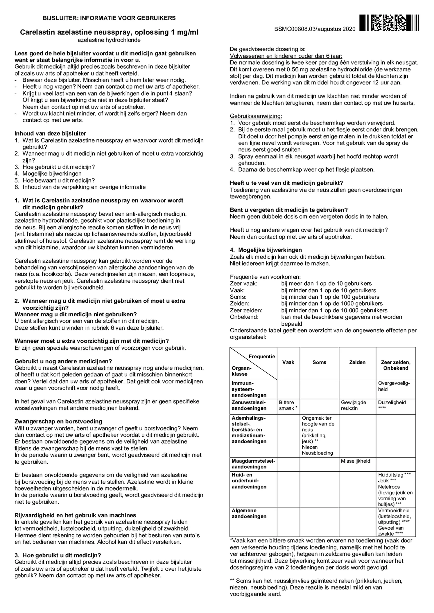 Azelastine Neusspray afbeelding van document #1, bijsluiter