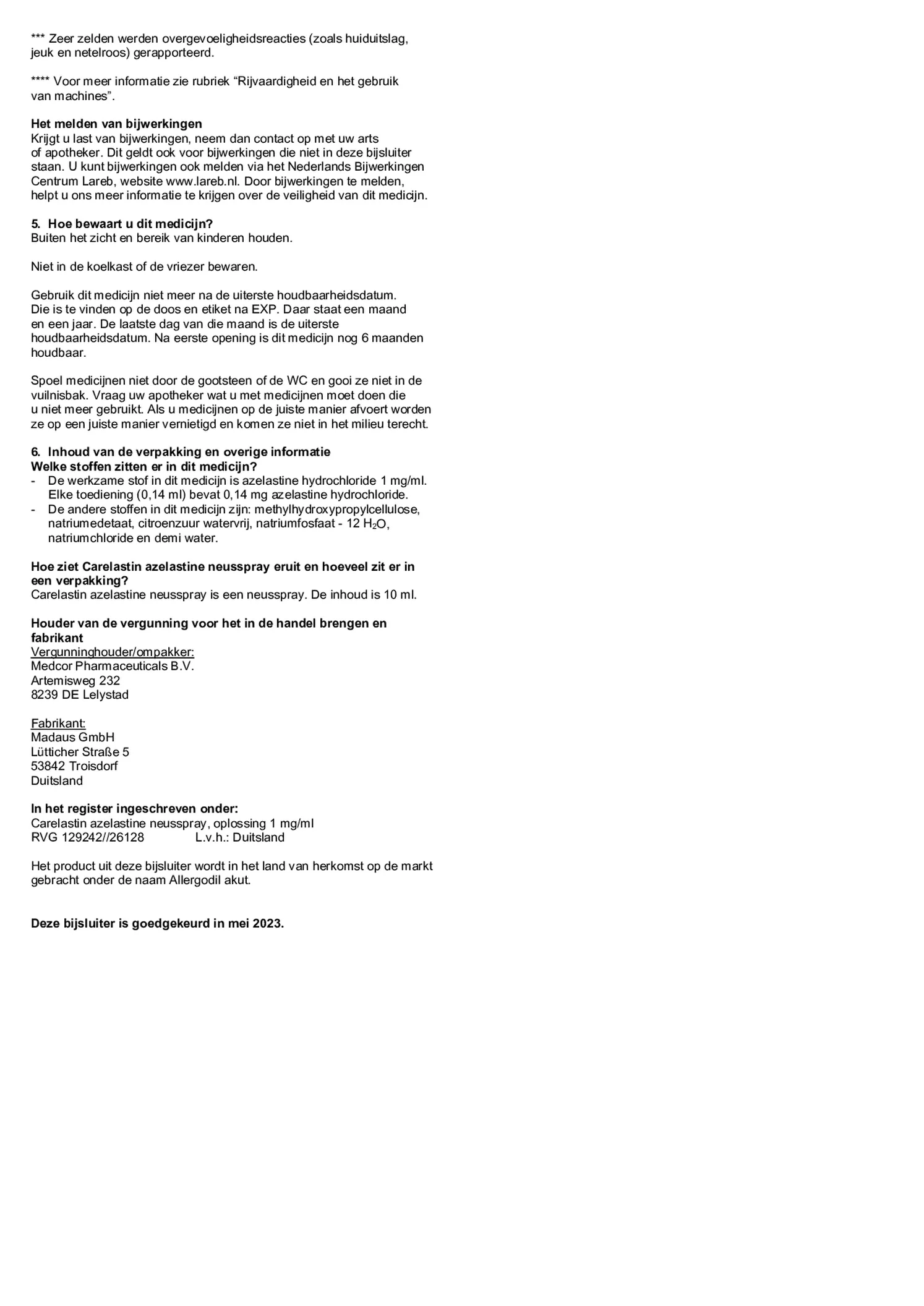 Azelastine Neusspray afbeelding van document #2, bijsluiter