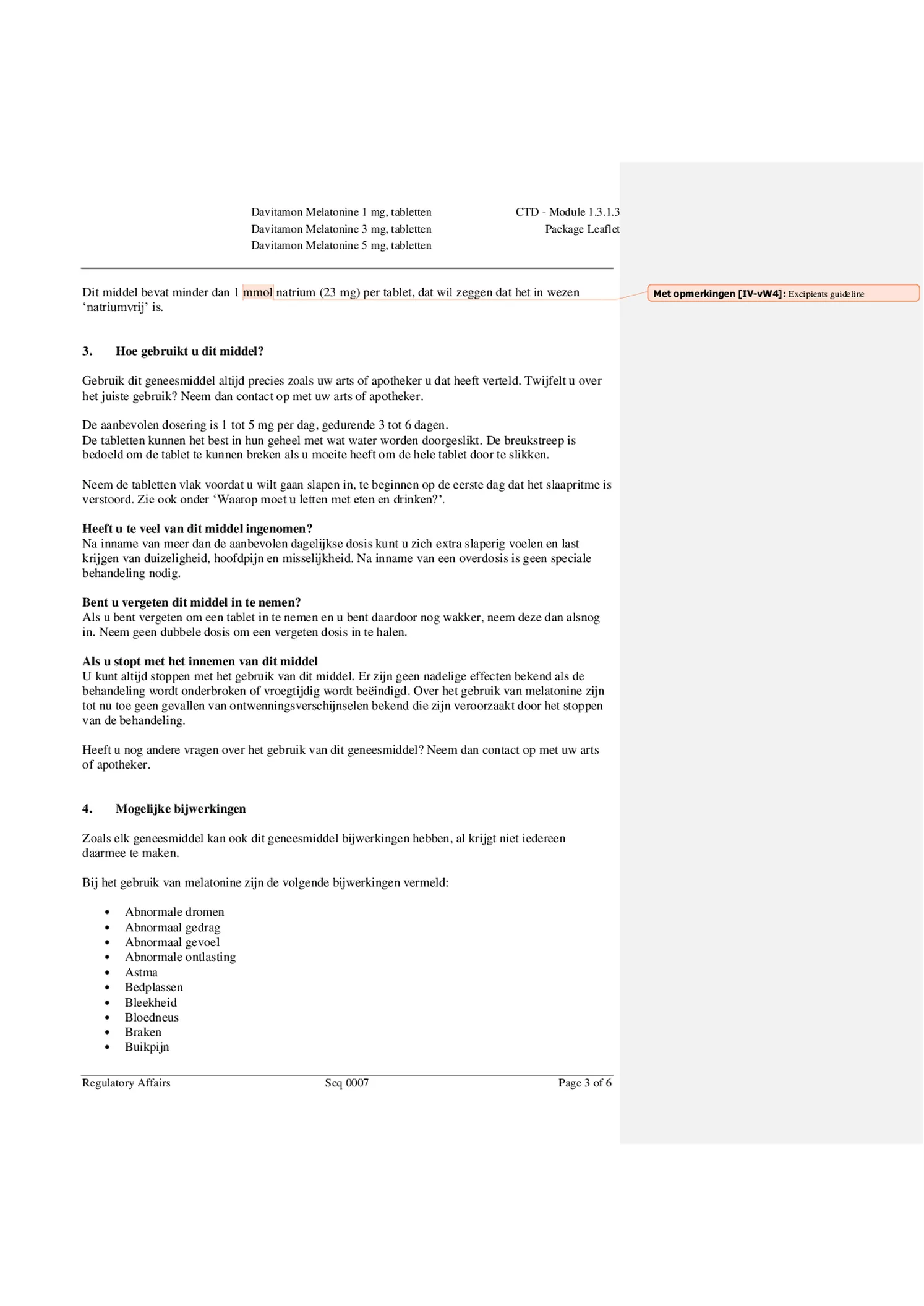 Melatonine 5 mg Tabletten afbeelding van document #3, bijsluiter