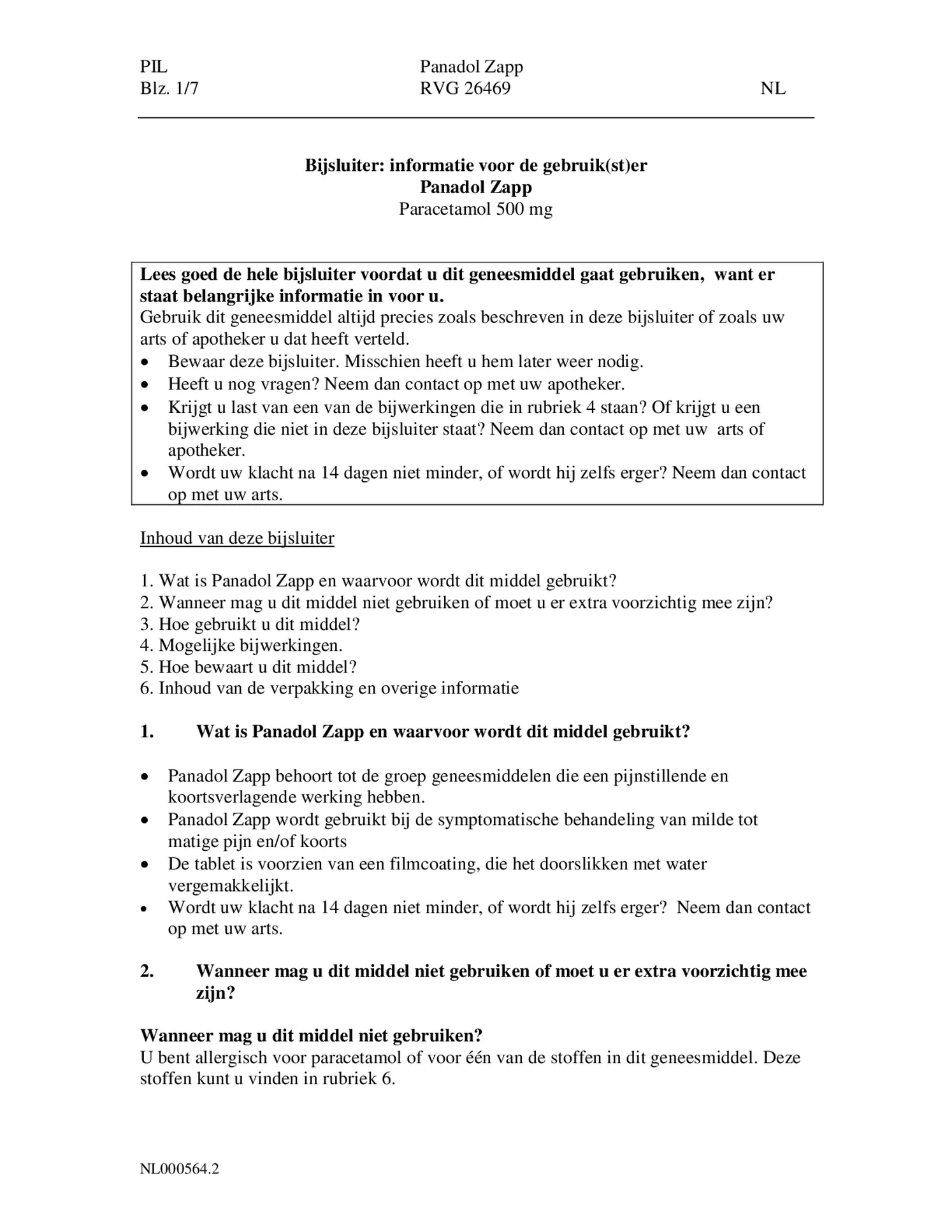 Zapp 500 mg Filmomhulde Tabletten afbeelding van document #1, bijsluiter