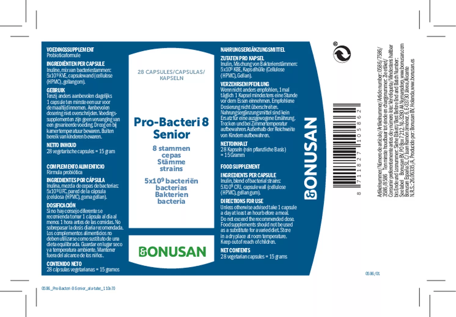 Bacteri 8 Senior Capsules afbeelding van document #1, etiket