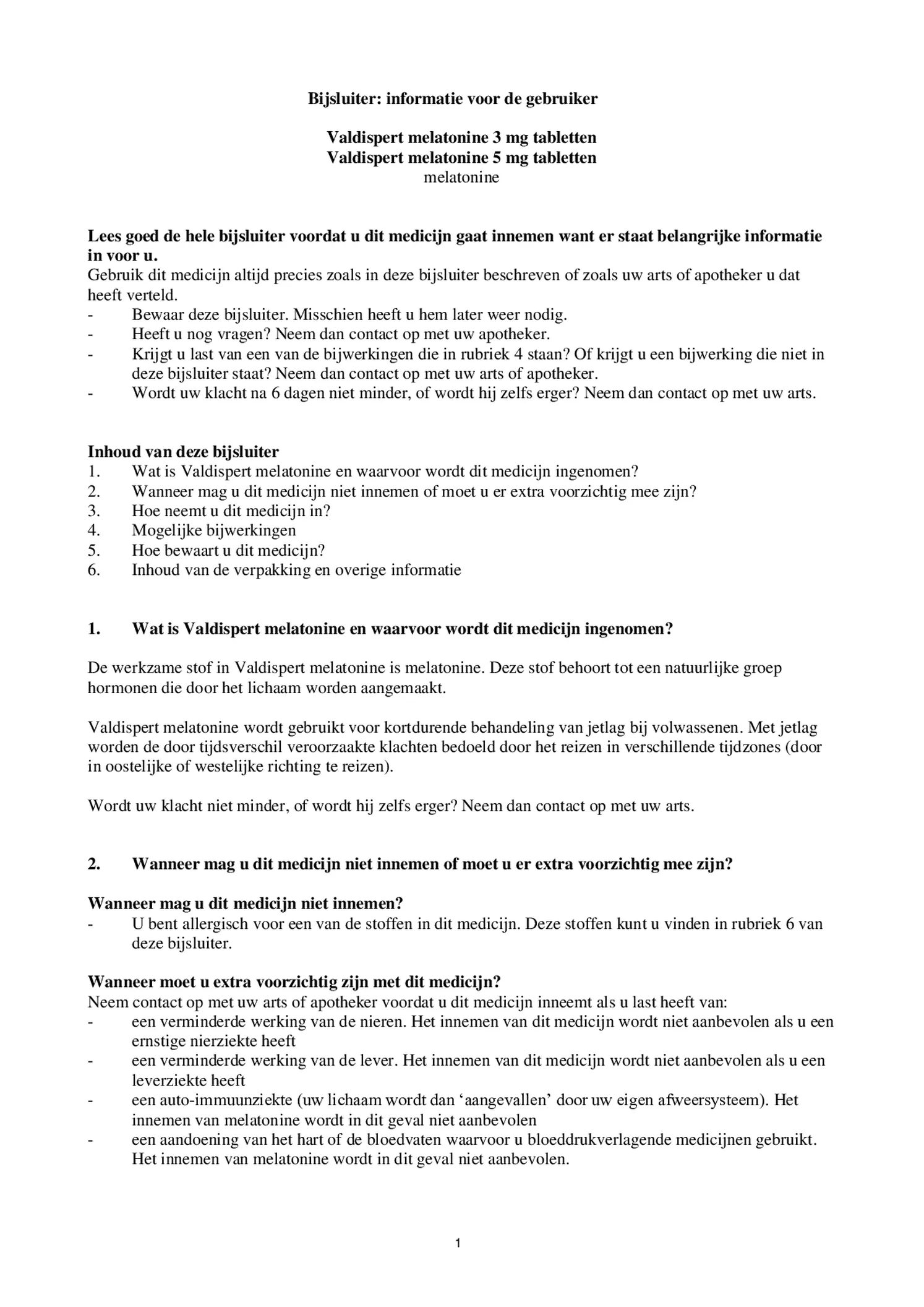 Melatonine 5mg Tabletten afbeelding van document #1, bijsluiter