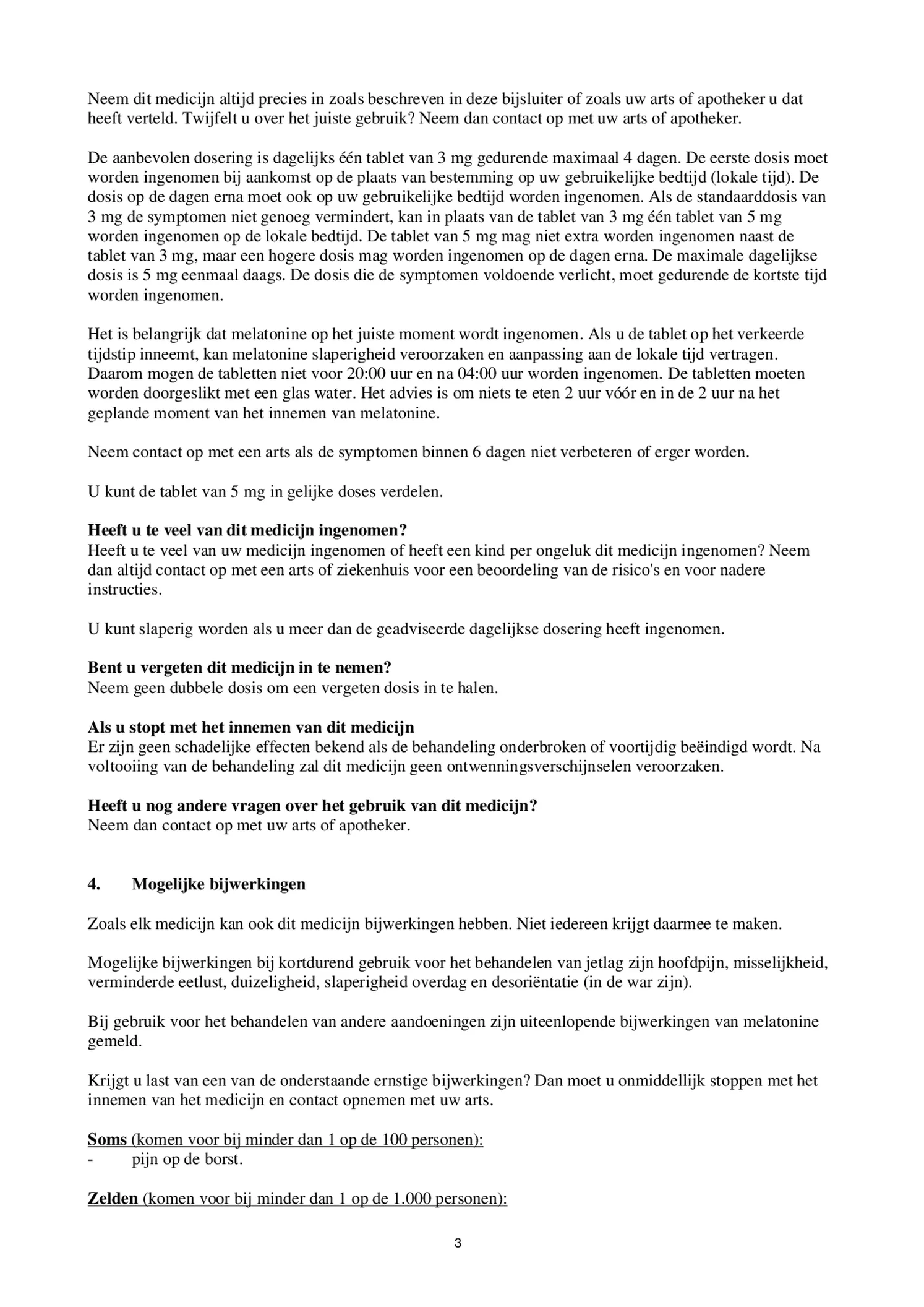 Melatonine 5mg Tabletten afbeelding van document #3, bijsluiter