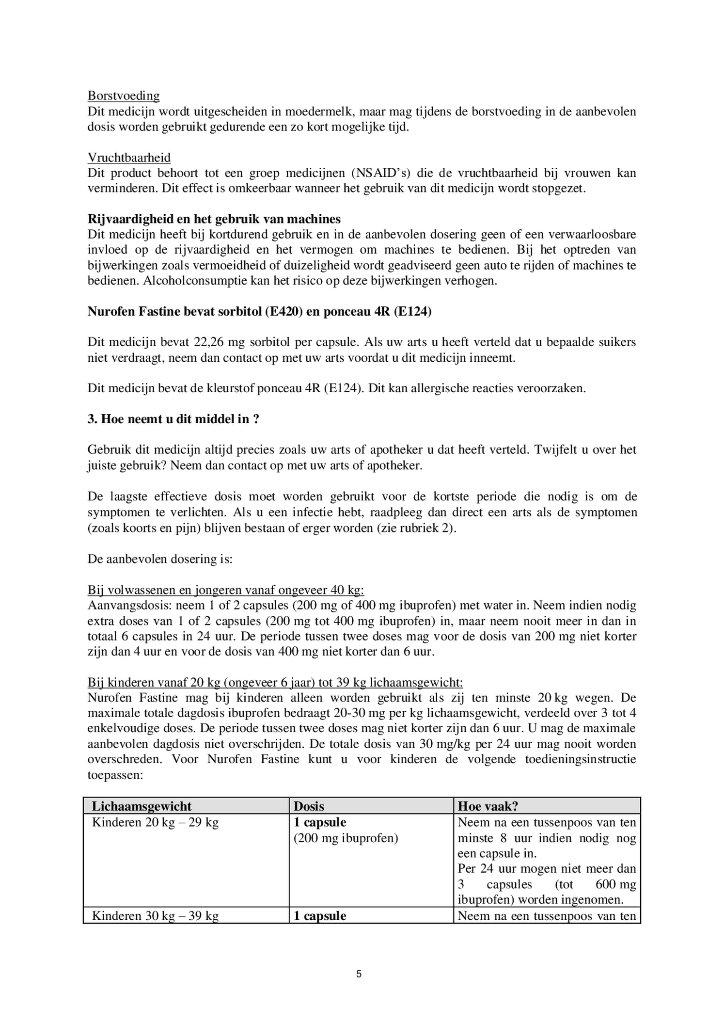 Fastine 200mg Ibuprofen Capsules afbeelding van document #5, bijsluiter