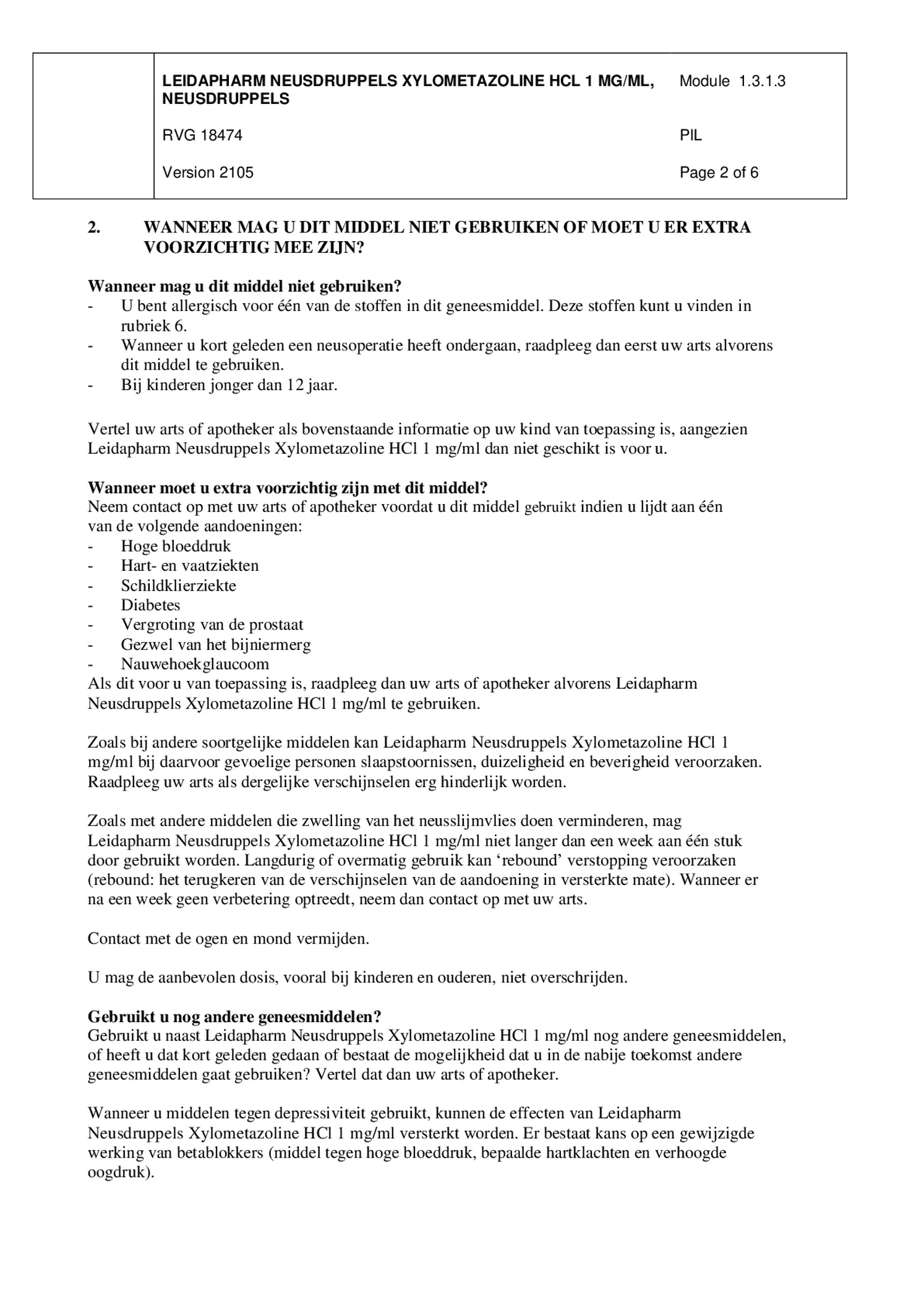 Neusdruppels Xylometazoline HCl 1 mg/ml afbeelding van document #2, bijsluiter